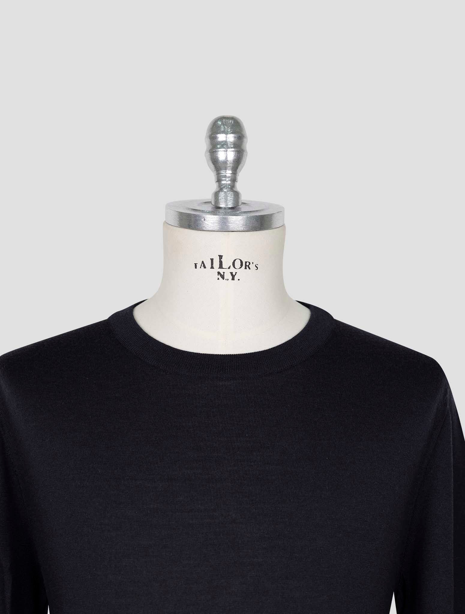 Kiton Black Wool Sweater Crewneck