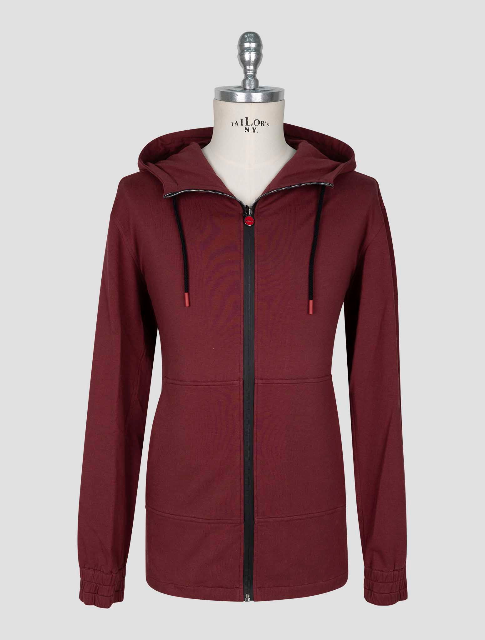Kiton Burgundy Cotton Ea Sweater Full Zip