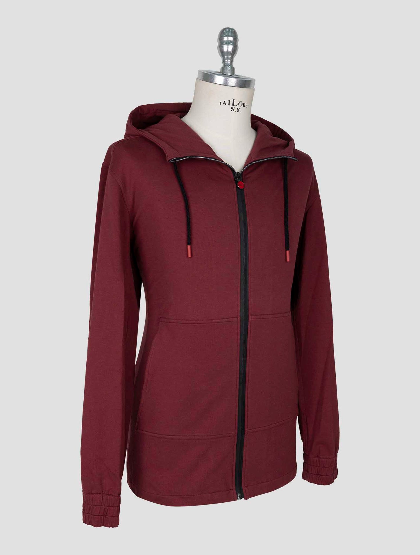 Kiton Burgundy Cotton Ea Sweater Full Zip