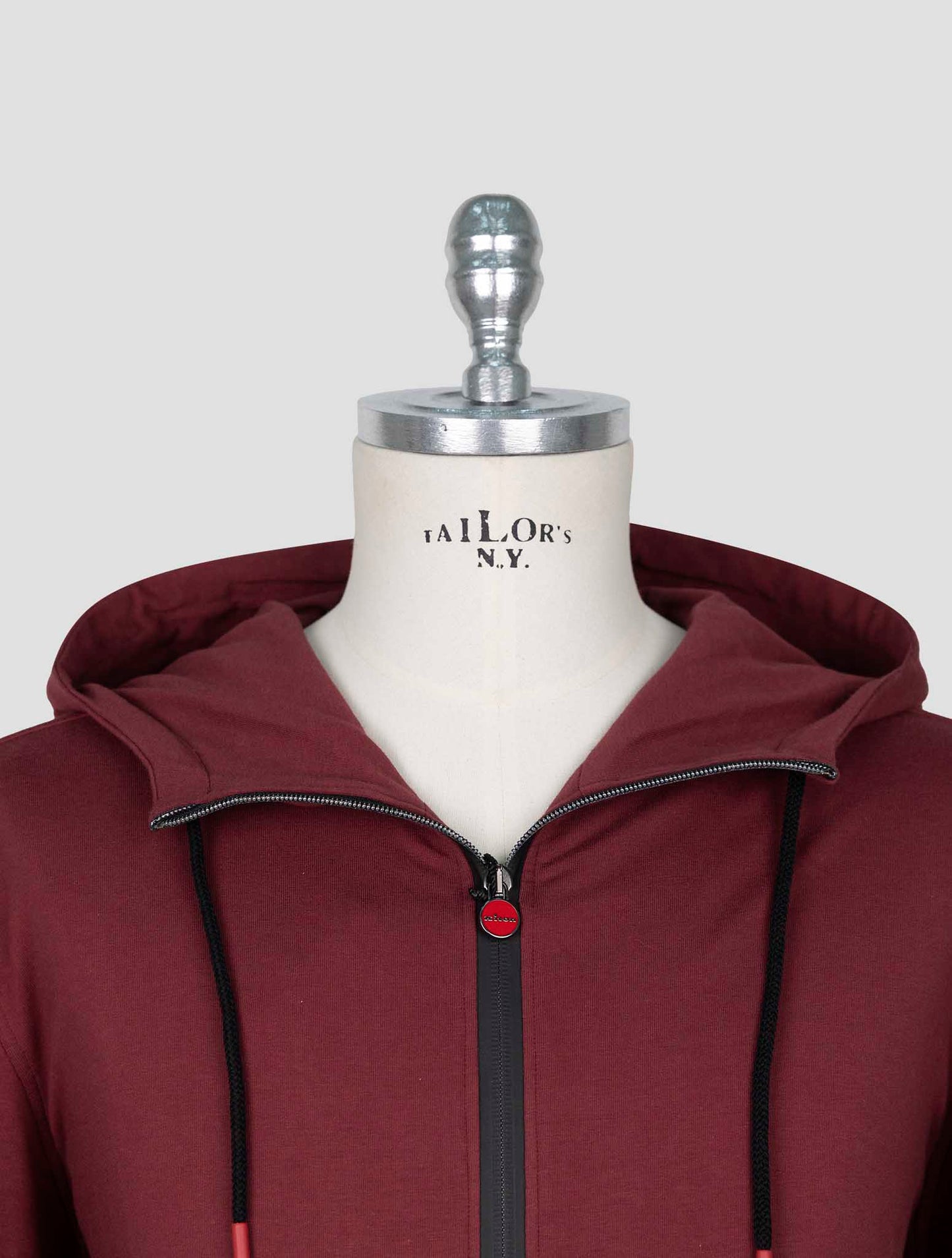 Kiton Burgundy Cotton Ea Sweater Full Zip