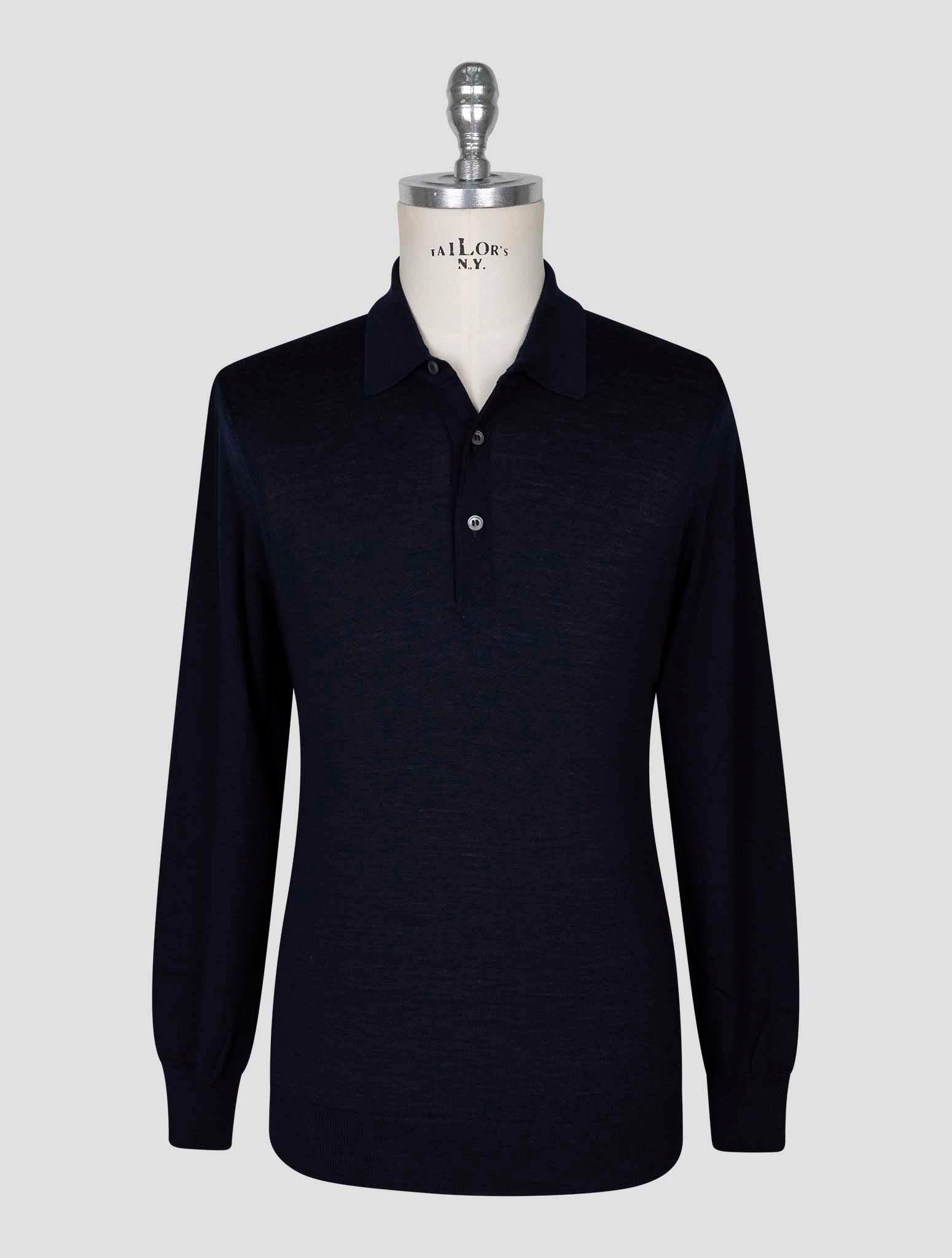 Kiton Dark Blue Wool Sweater Polo