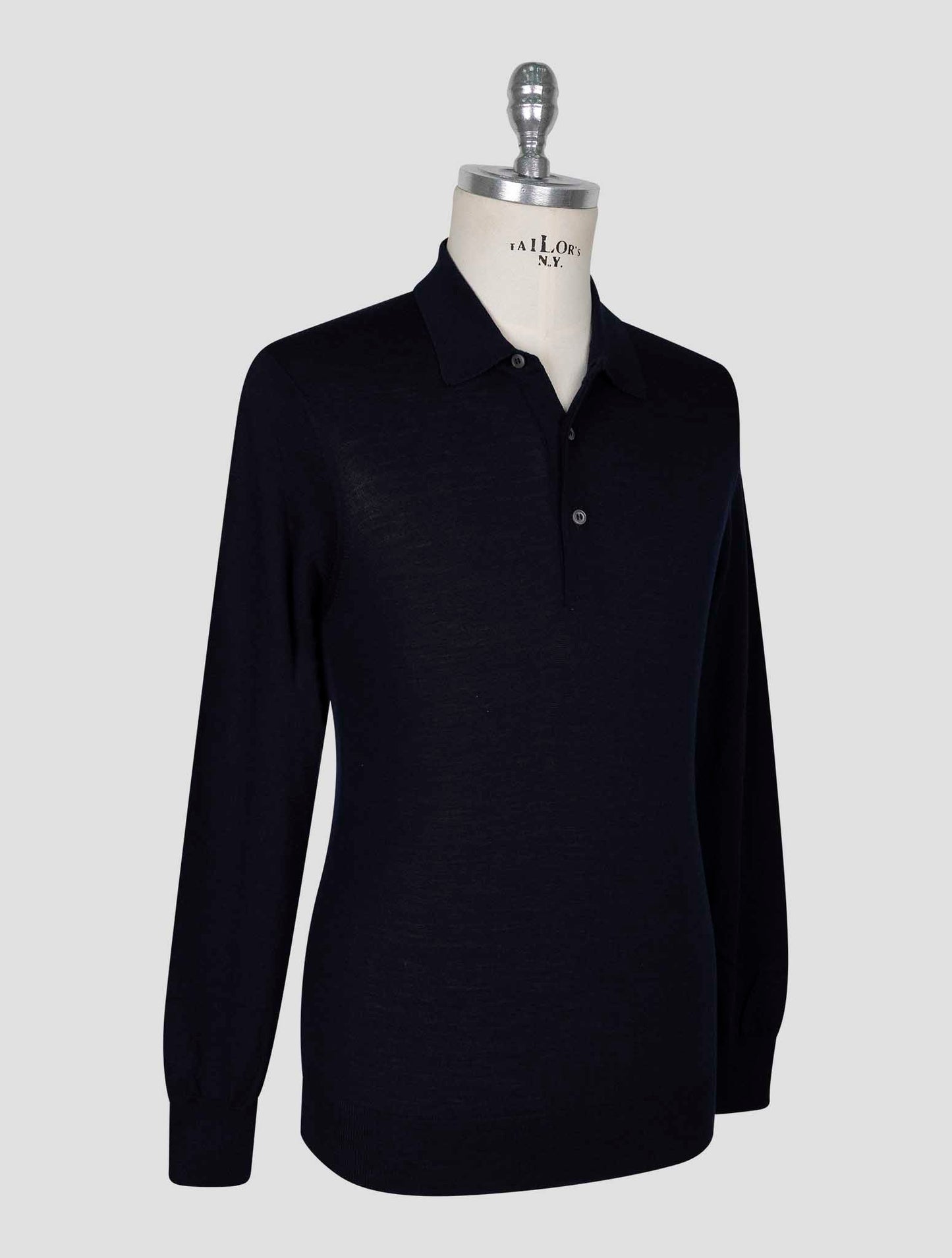 Kiton Dark Blue Wool Sweater Polo