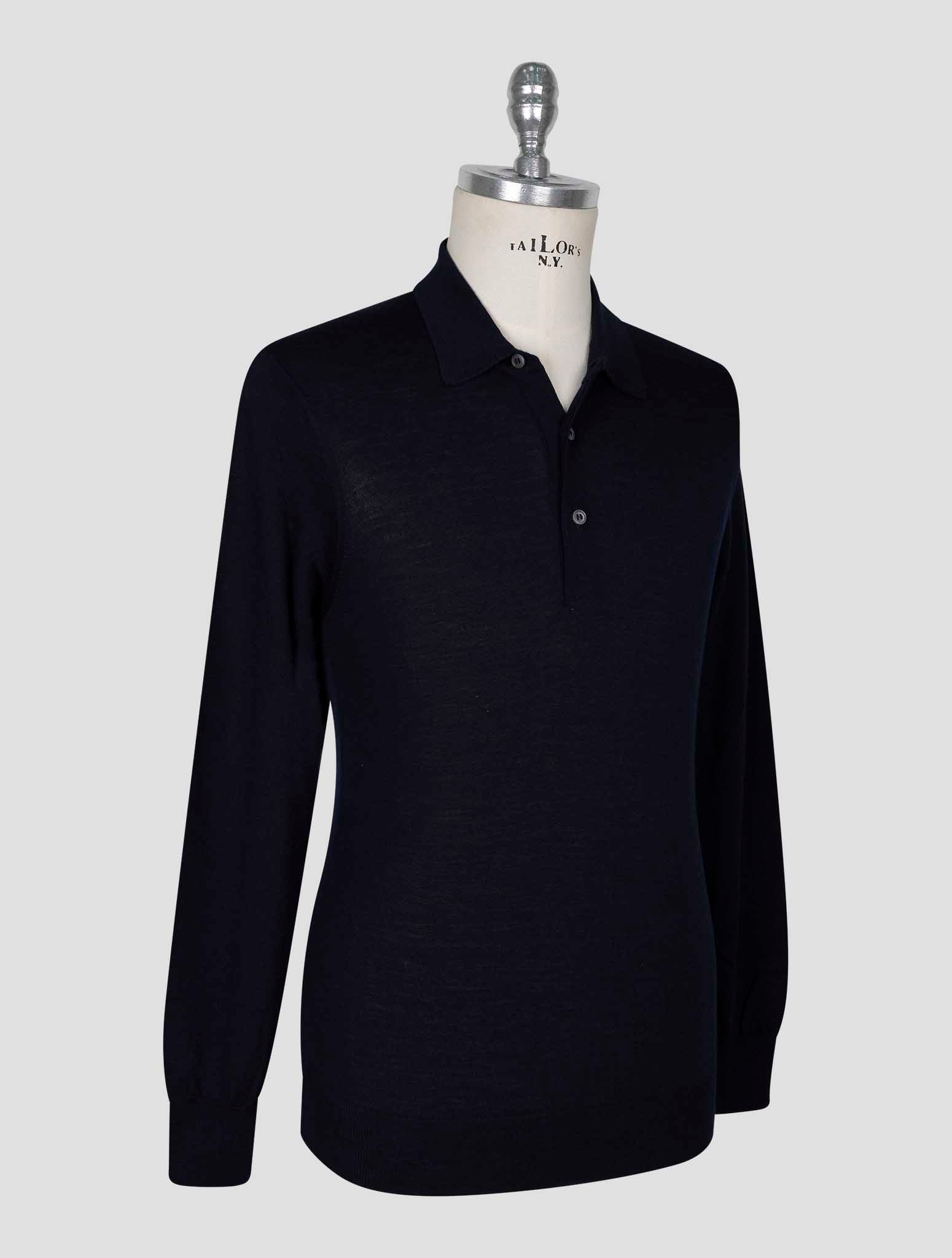 Kiton Dark Blue Wool Sweater Polo