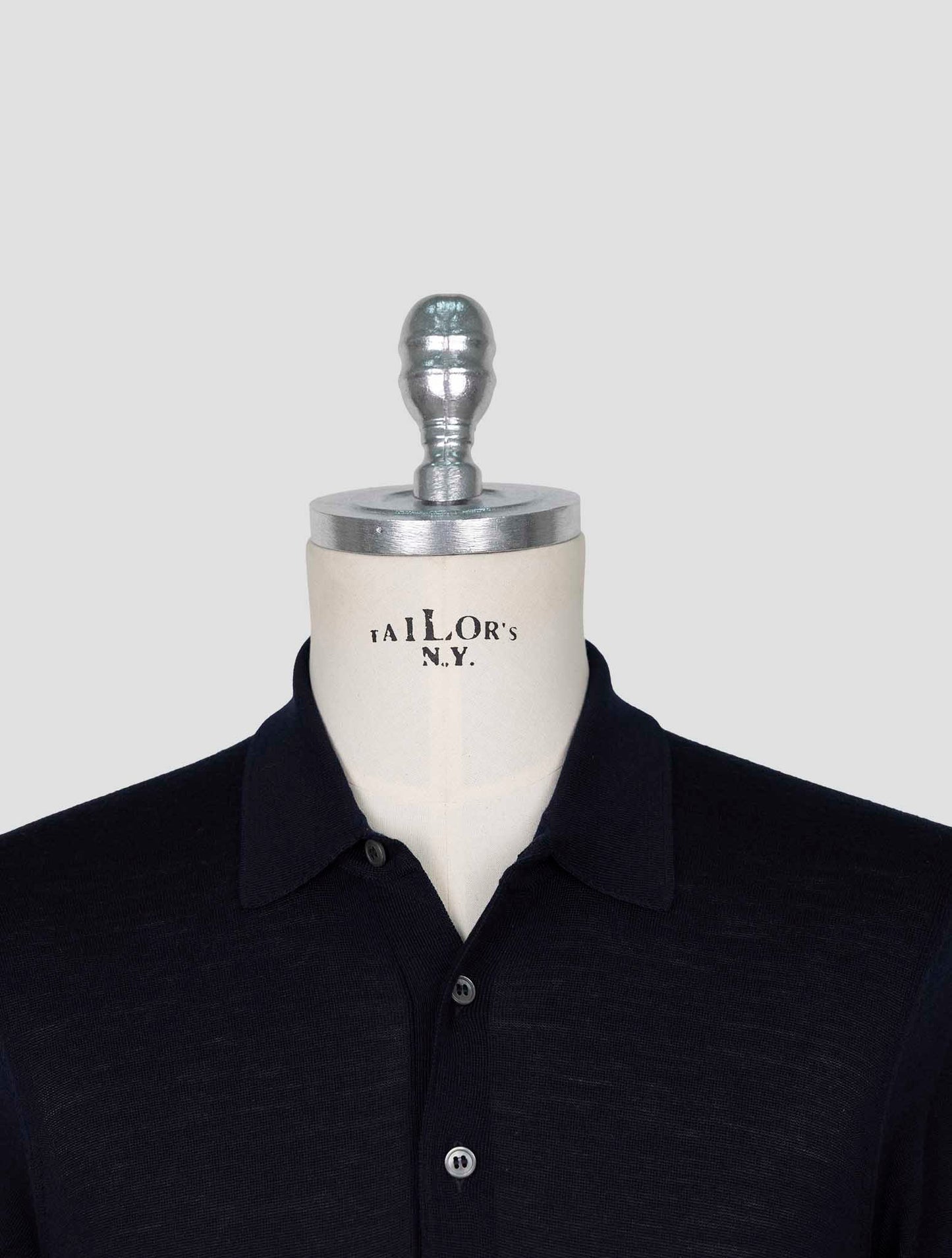 Kiton Dark Blue Wool Sweater Polo