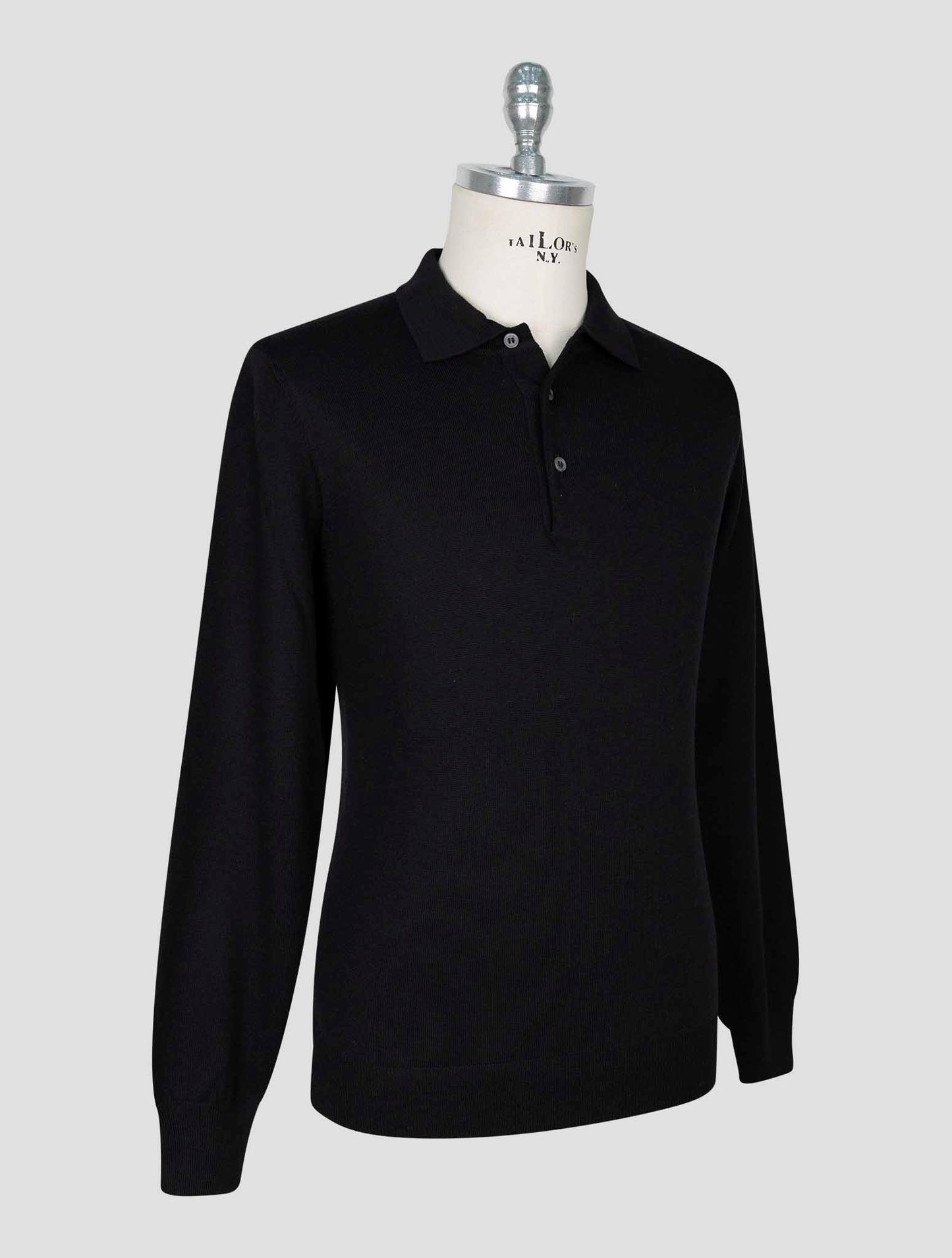 Kiton Black Wool Sweater Polo