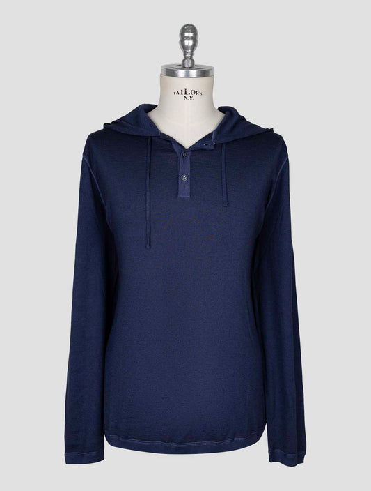Kiton Blue Cashmere Silk Sweater Hoodie