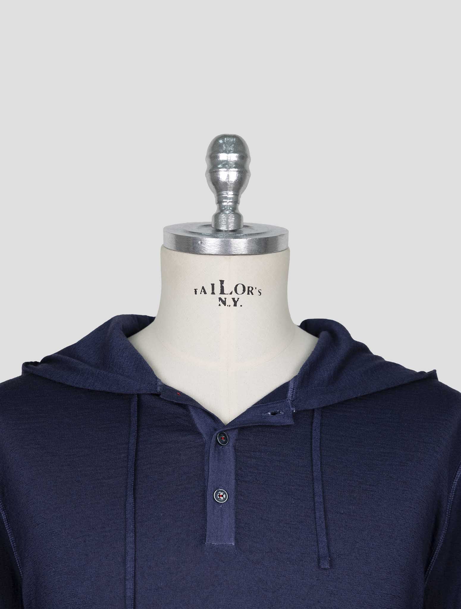Kiton Blue Cashmere Silk Sweater Hoodie