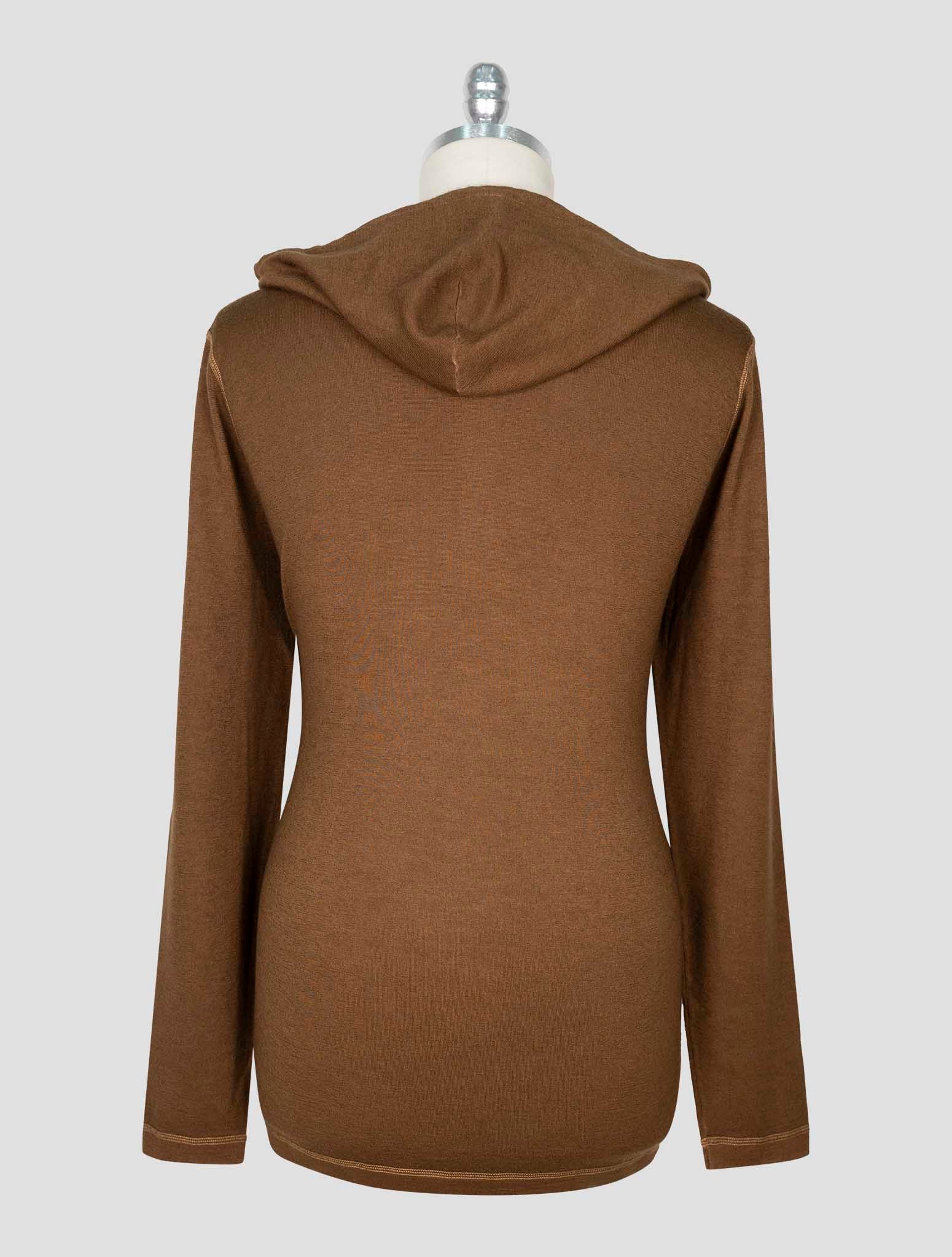 Kiton Brown Wool Sweater Hoodie