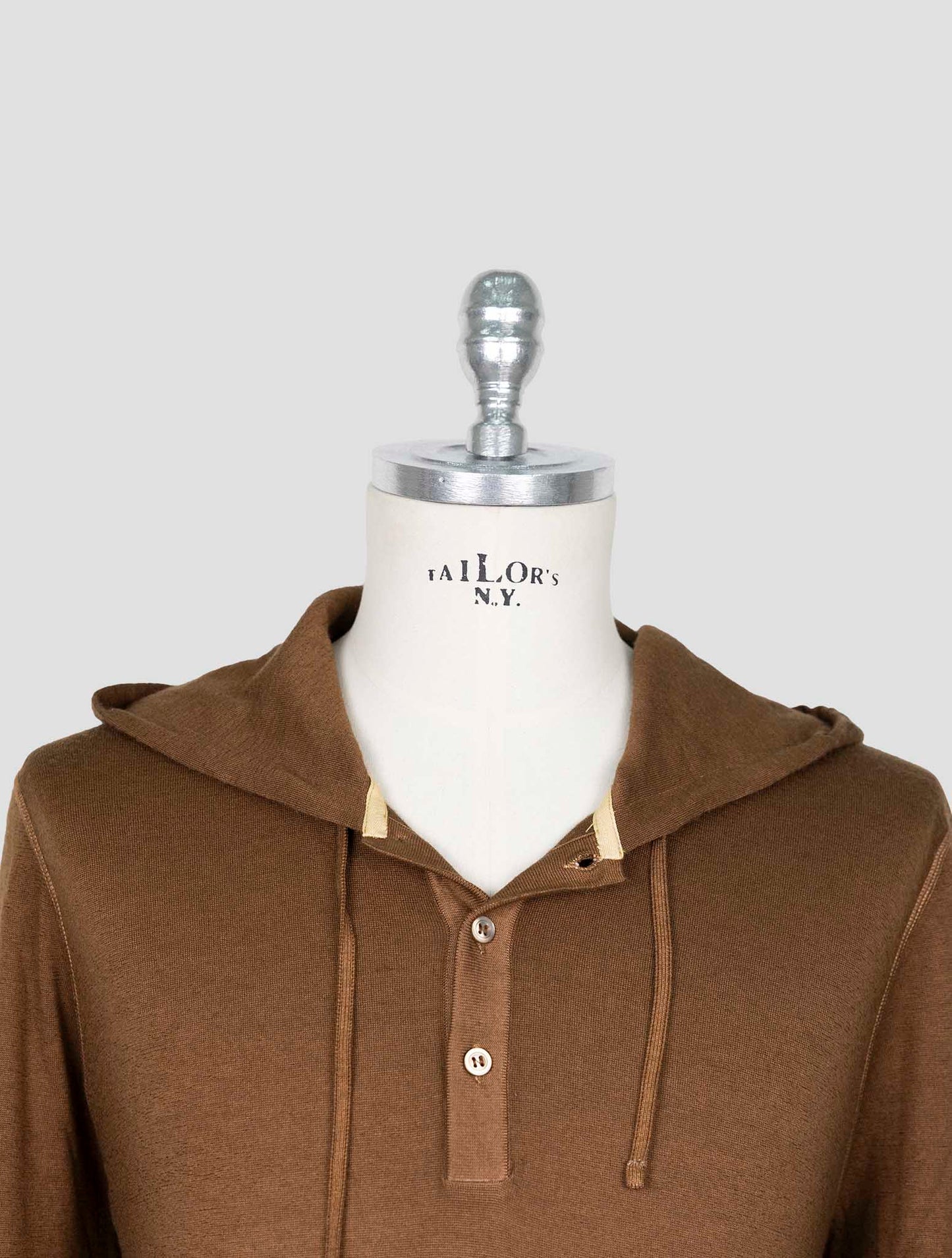Kiton Brown Wool Sweater Hoodie