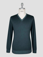 Kiton Green Cashmere Sweater V-Neck