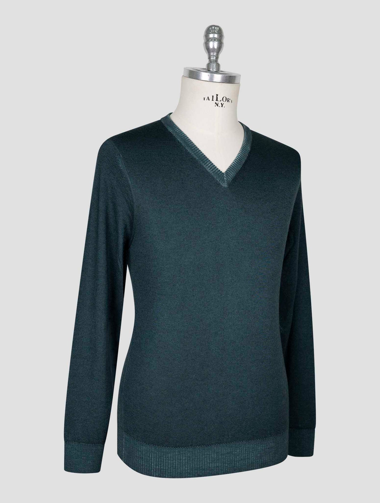 Kiton Green Cashmere Sweater V-Neck