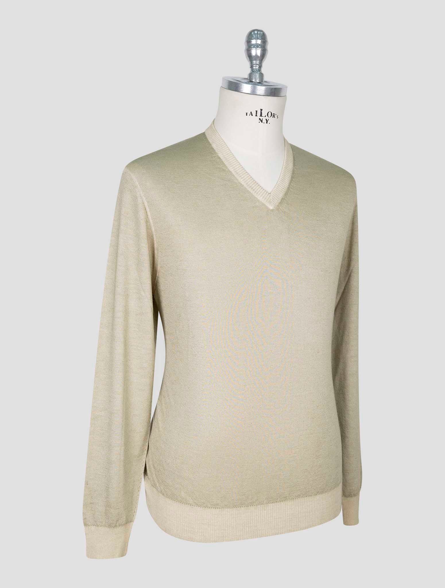 Kiton Beige Cashmere Silk Sweater V-Neck