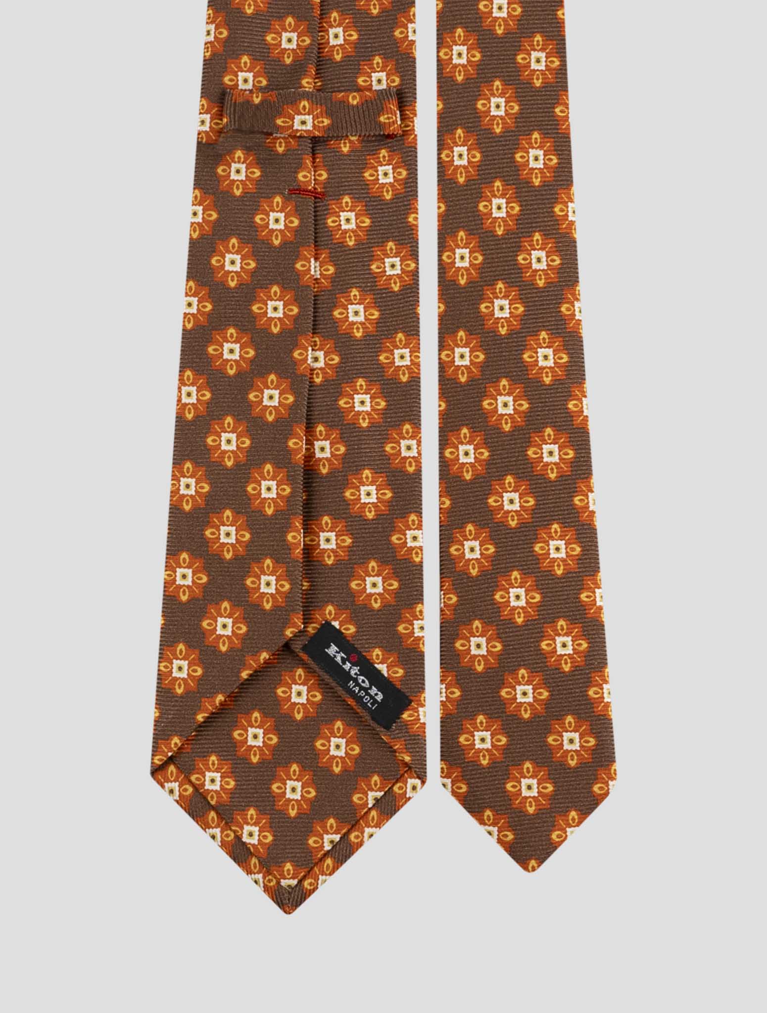 Kiton Orange Brown Silk Tie