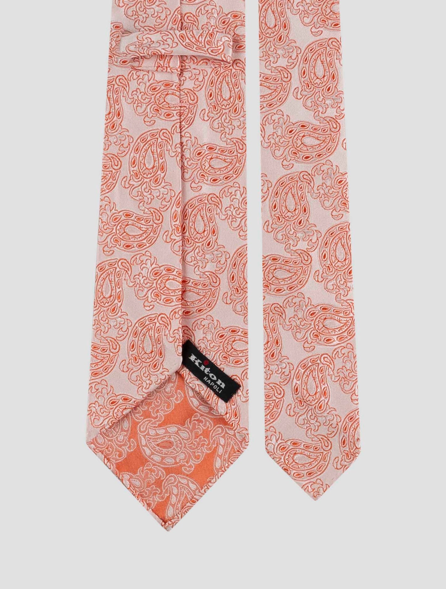 Kiton Orange White Silk Tie