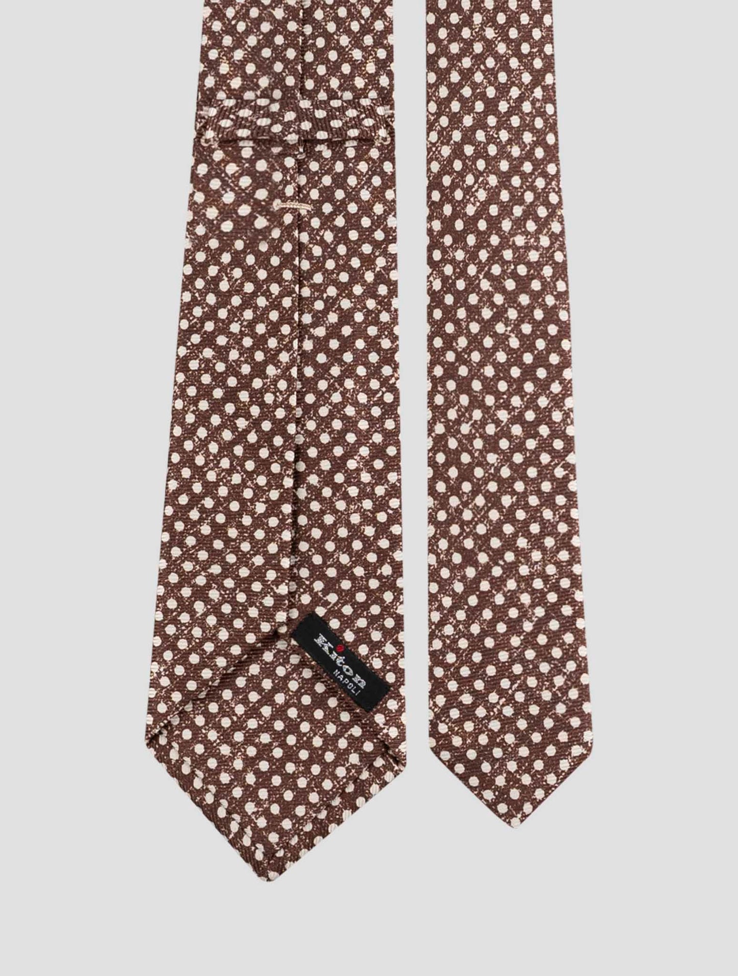 Kiton Brown White Silk Tie