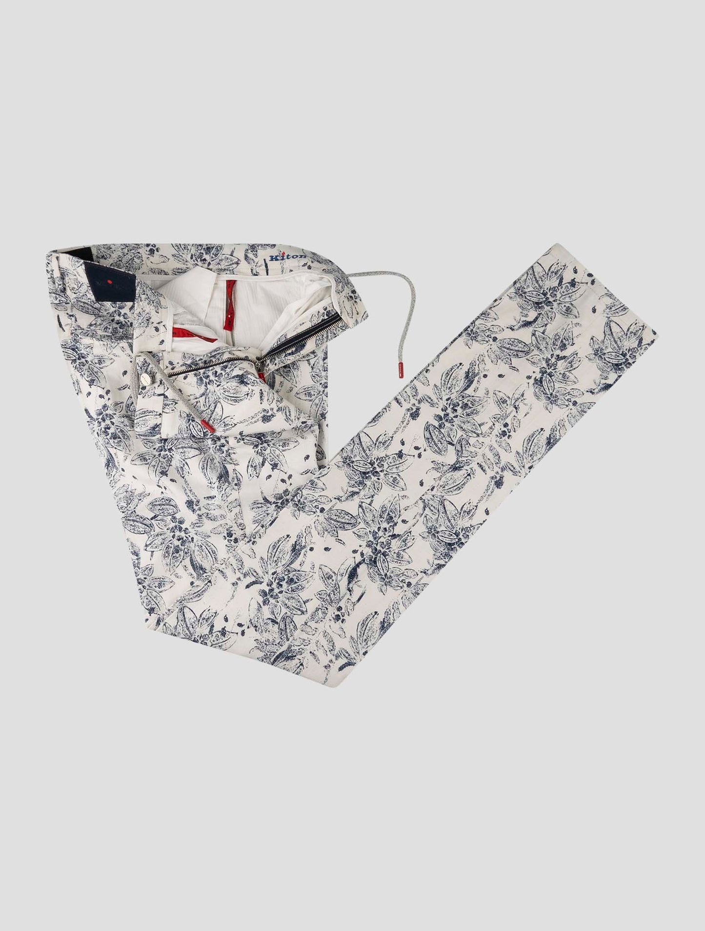 Kiton Blue White Cotton Pants
