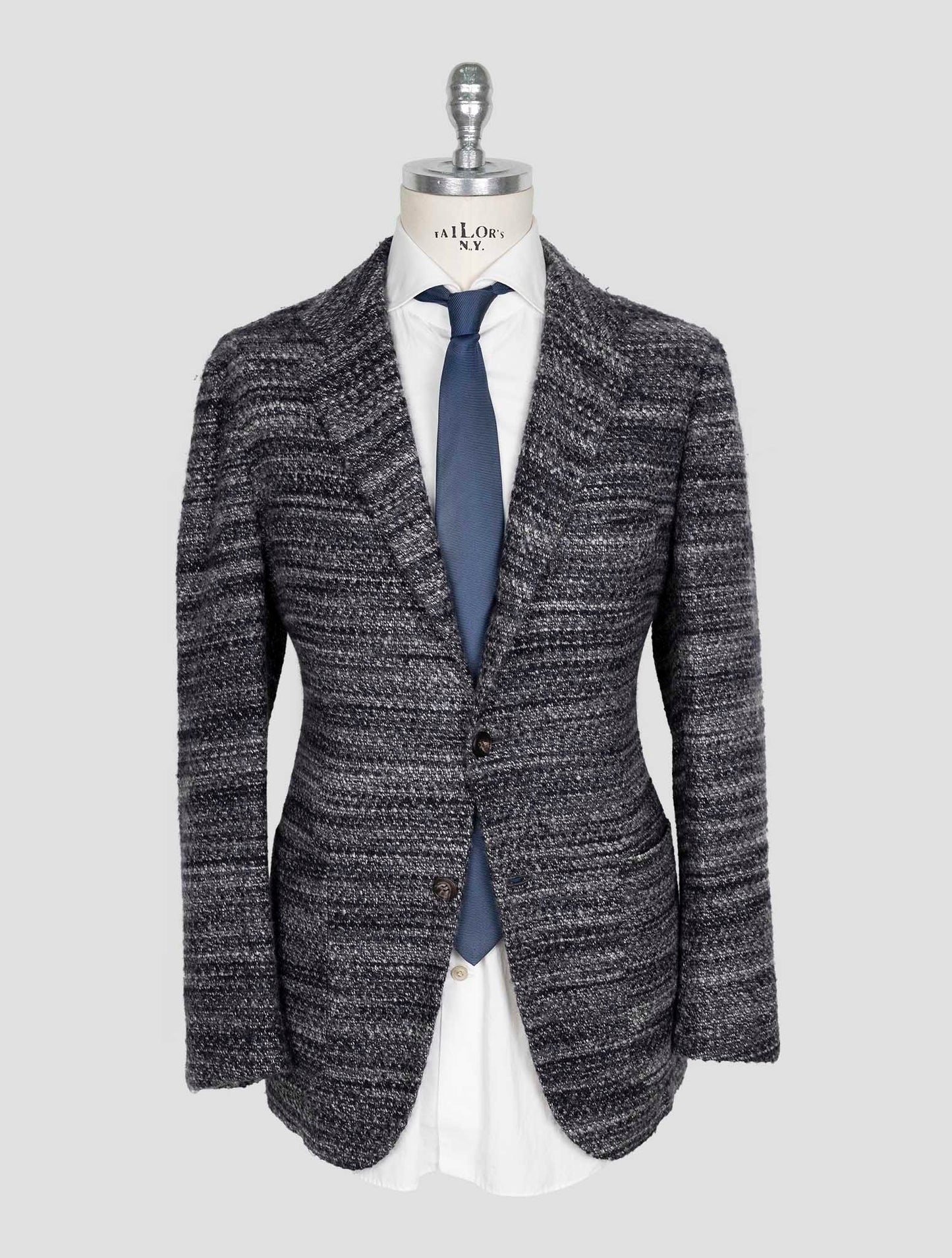 Kiton Dark Gray White Cashmere Silk Blazer