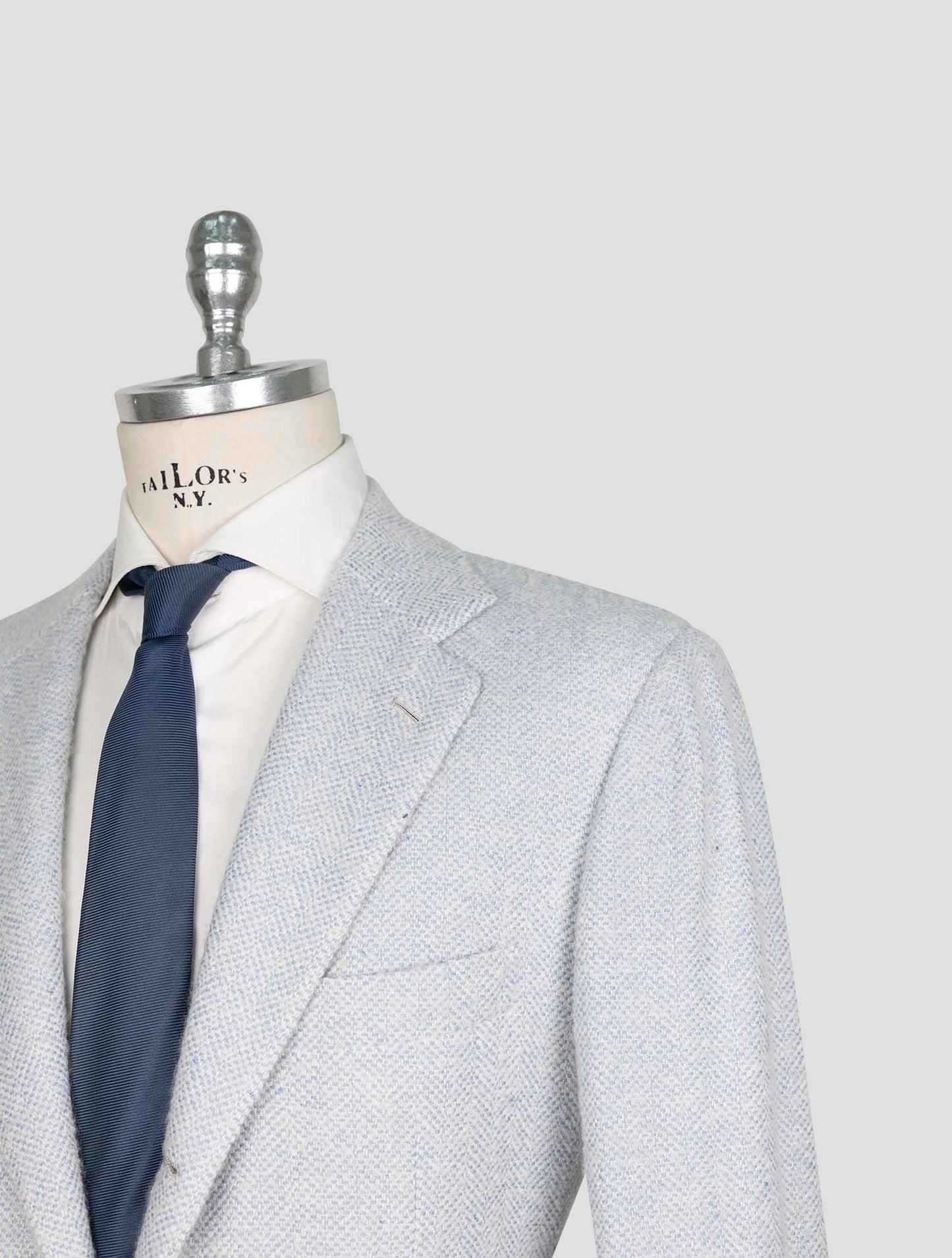Kiton Light Blue White Cashmere Silk Blazer