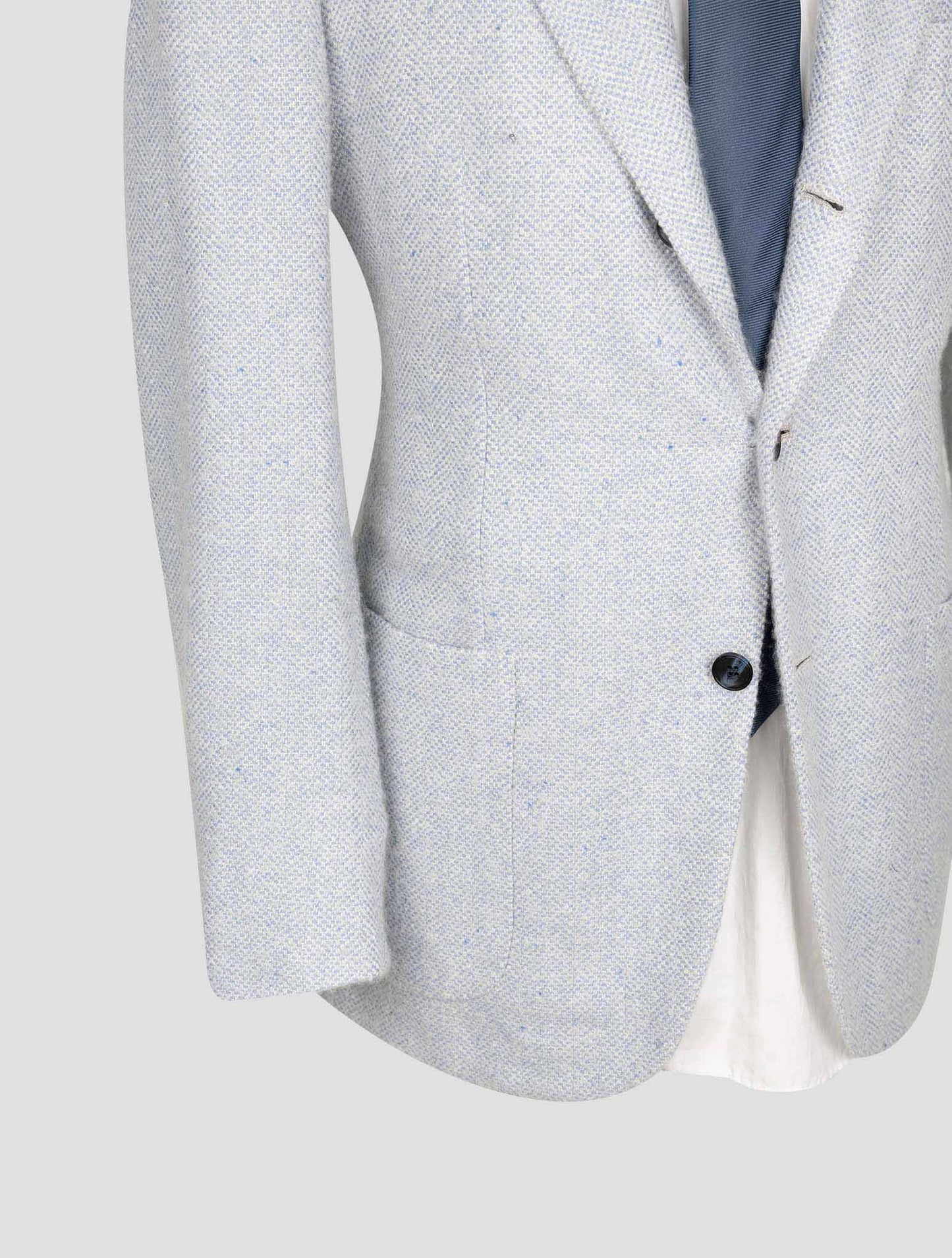 Kiton Light Blue White Cashmere Silk Blazer