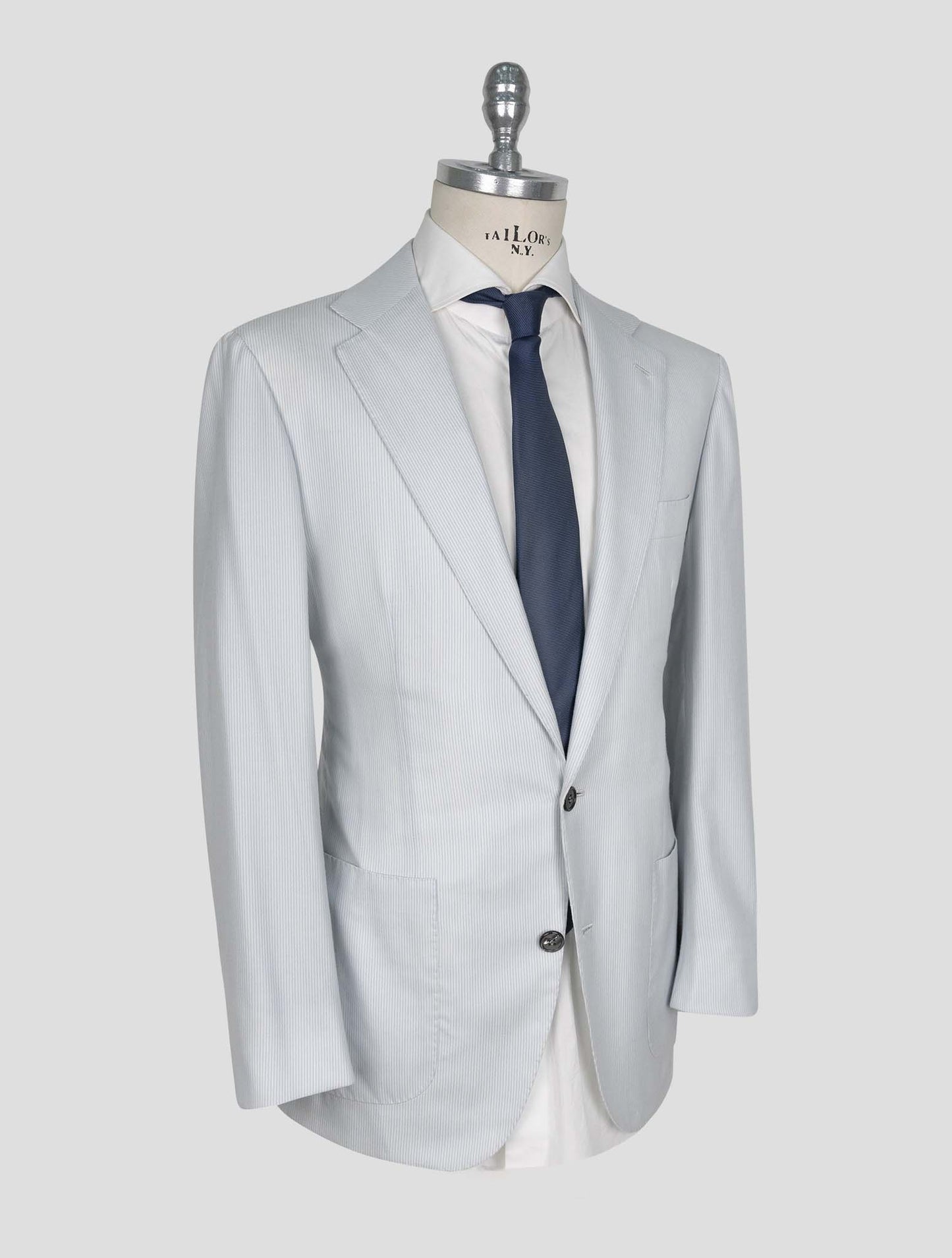 Kiton Light Blue White Cashmere Blazer