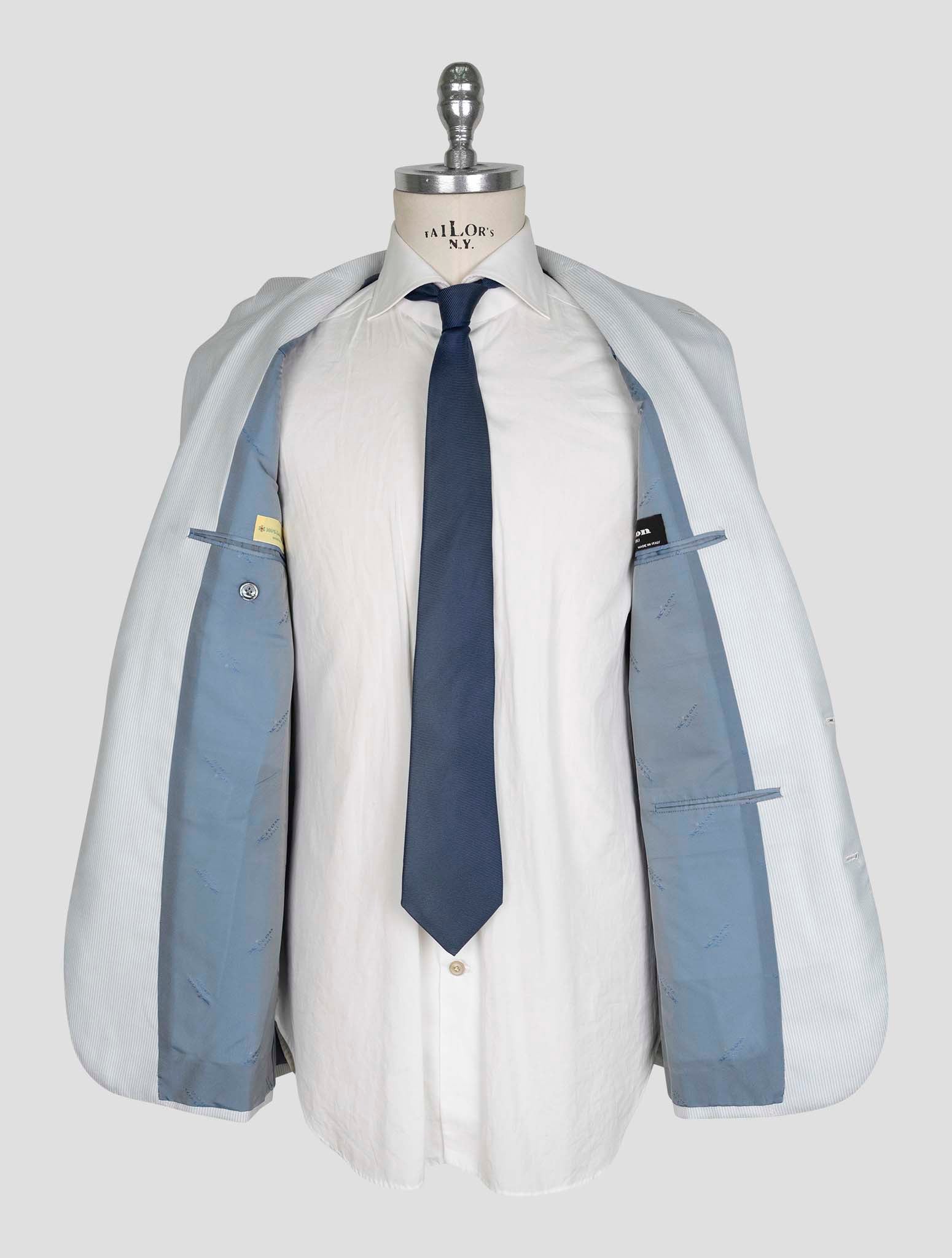 Kiton Light Blue White Cashmere Blazer
