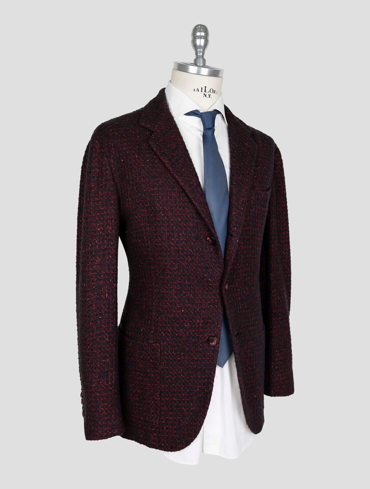 Kiton Burugndy Blue Cashmere Silk Blazer
