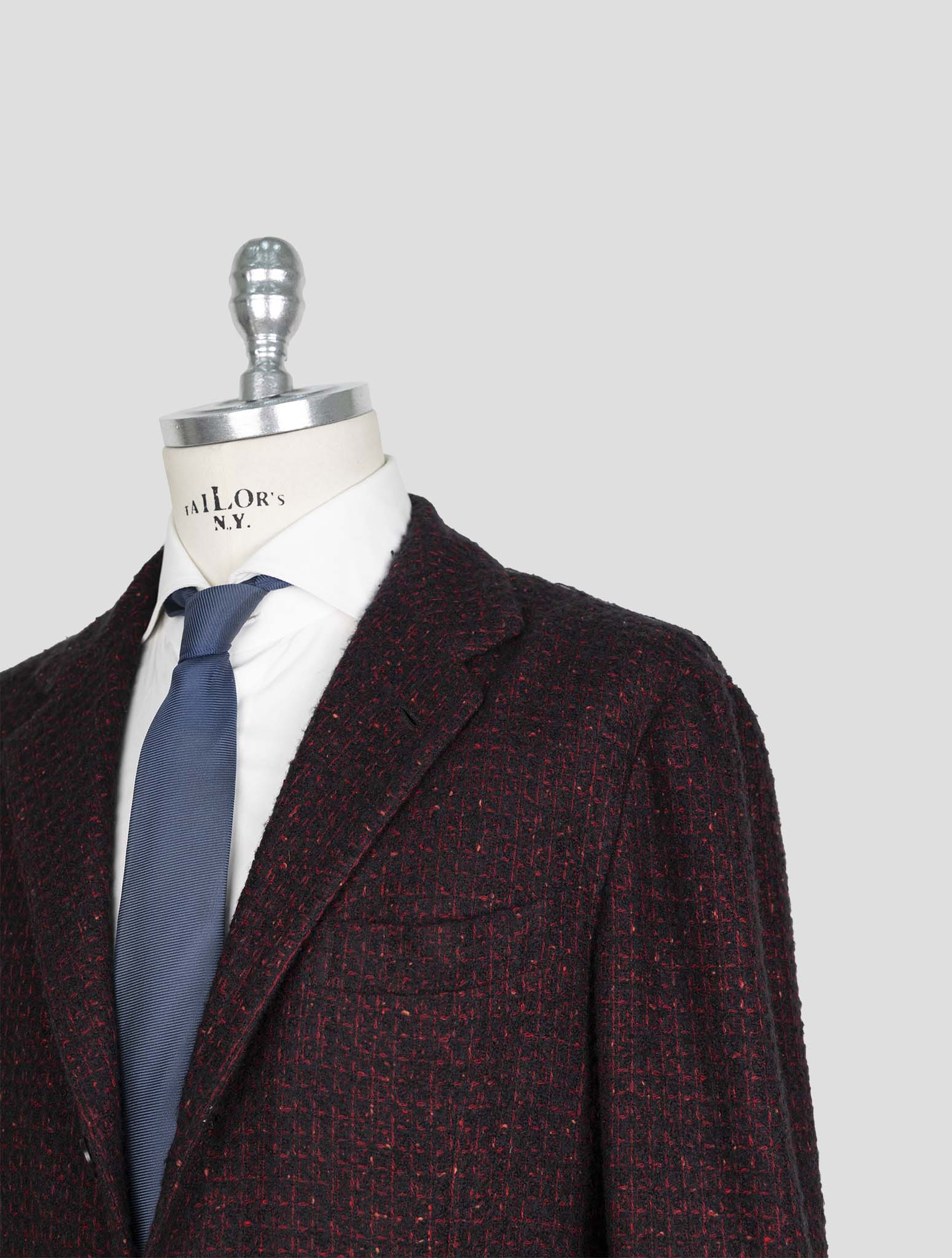 Kiton Burugndy Blue Cashmere Silk Blazer