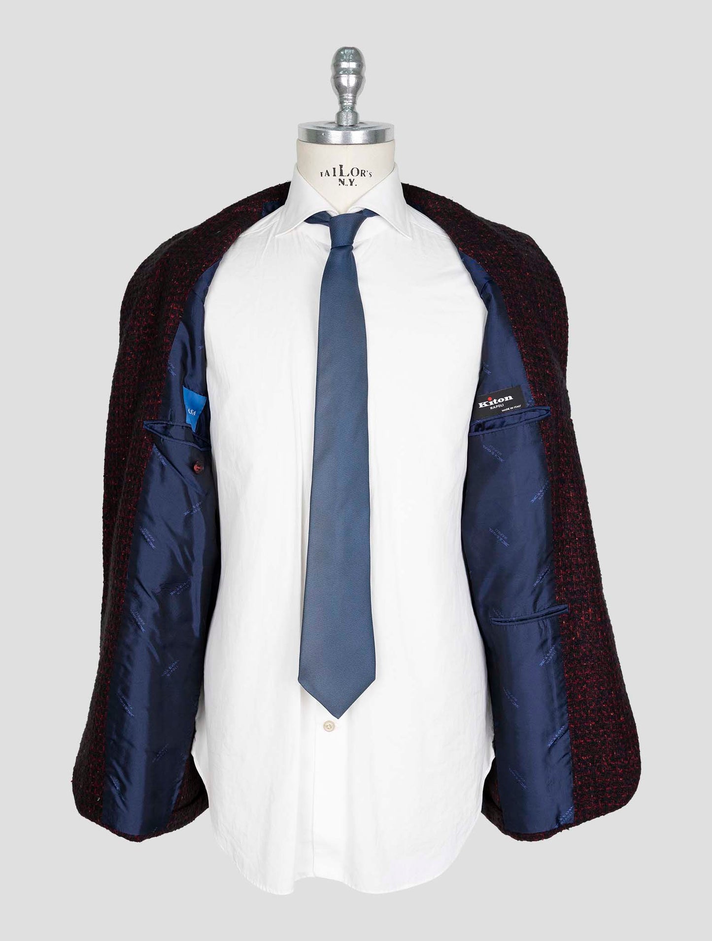Kiton Burugndy Blue Cashmere Silk Blazer