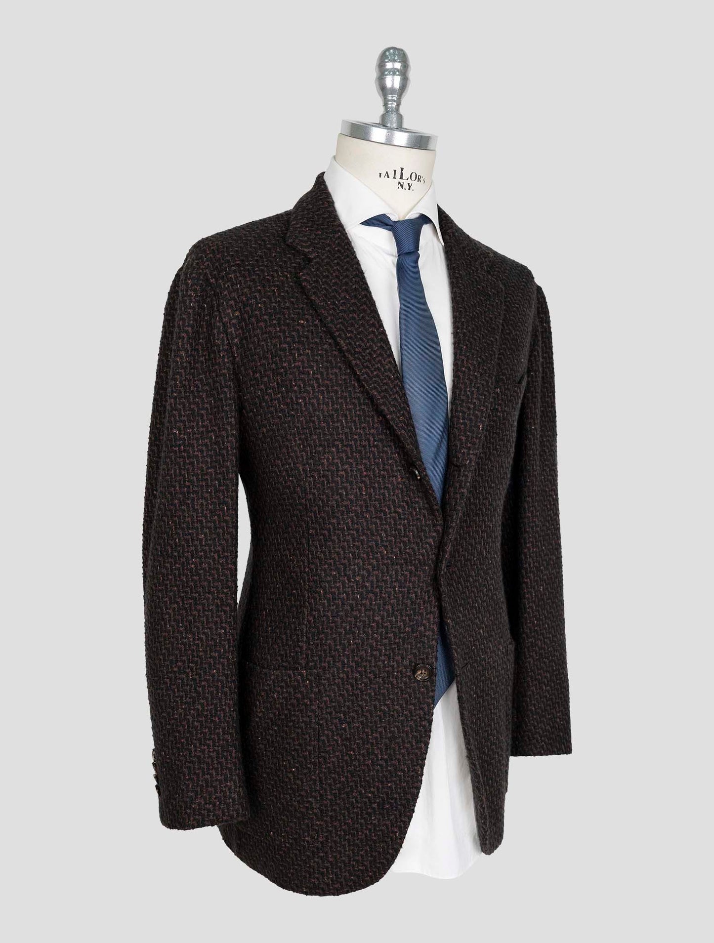Kiton Brown Black Cashmere Silk Blazer