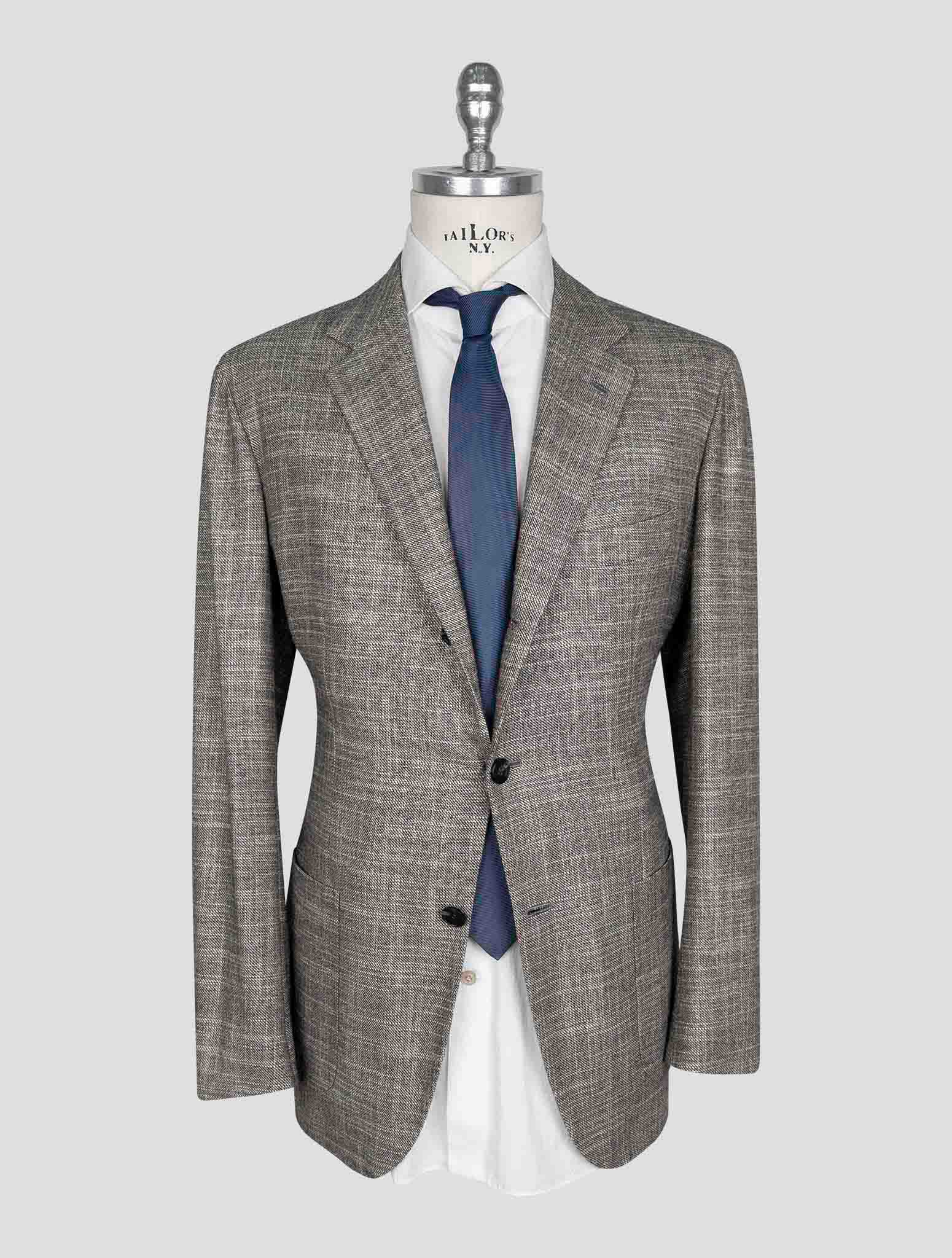 Kiton Taupe Cashmere Silk Virgin Wool Blazer
