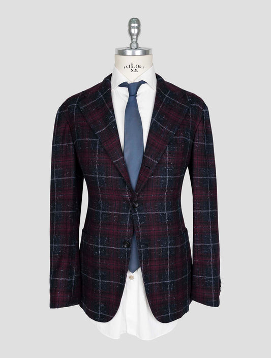 Kiton Burgundy Blue Cashmere Blazer
