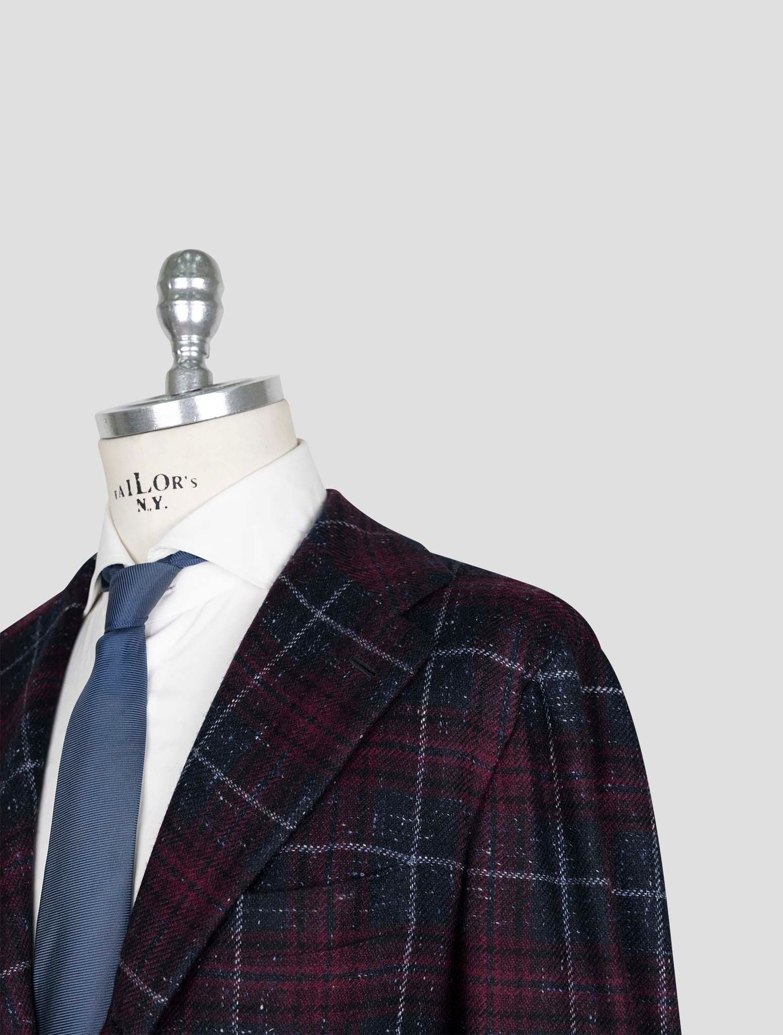 Kiton Burgundy Blue Cashmere Blazer