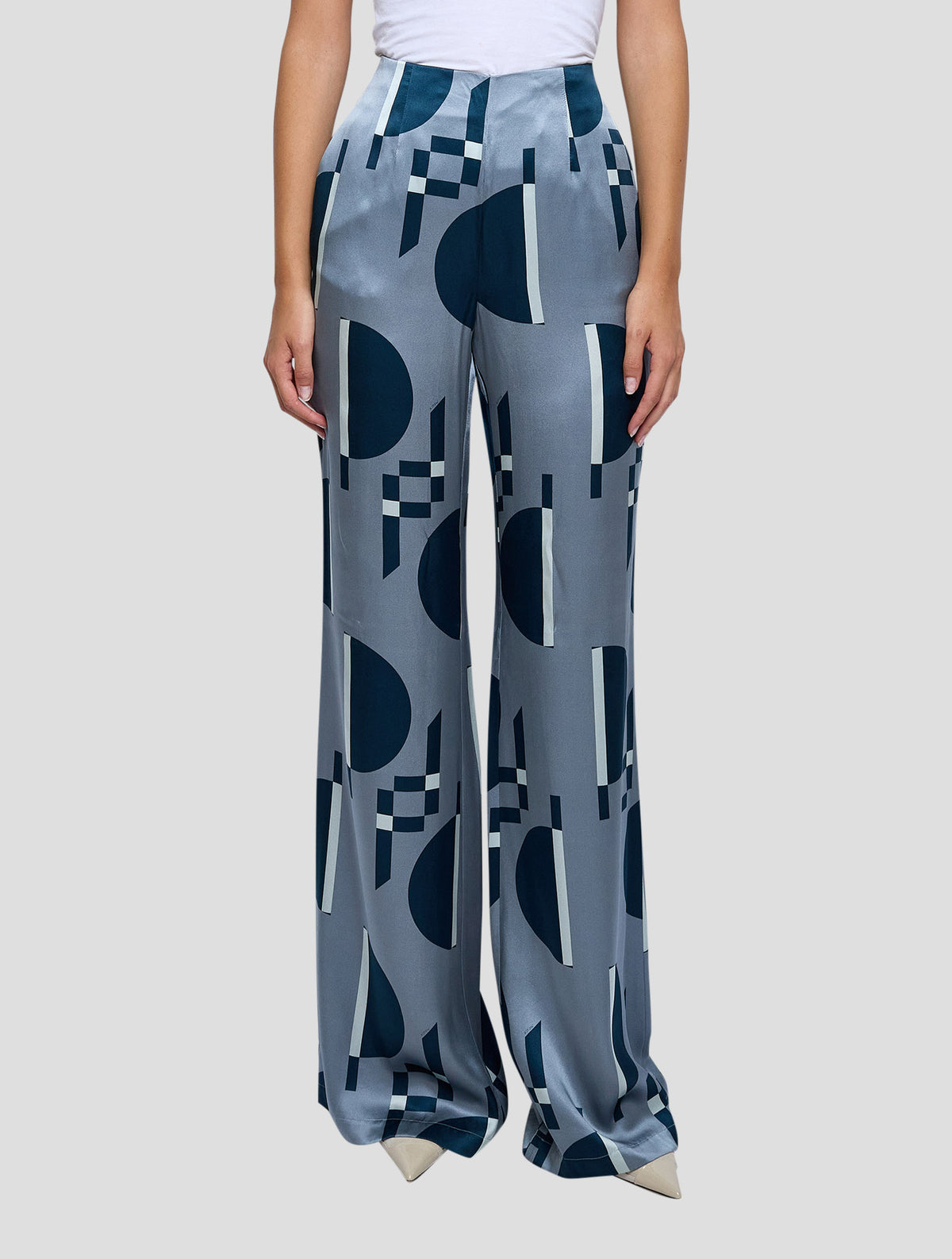 Kiton Gray Blue Silk Pants Women