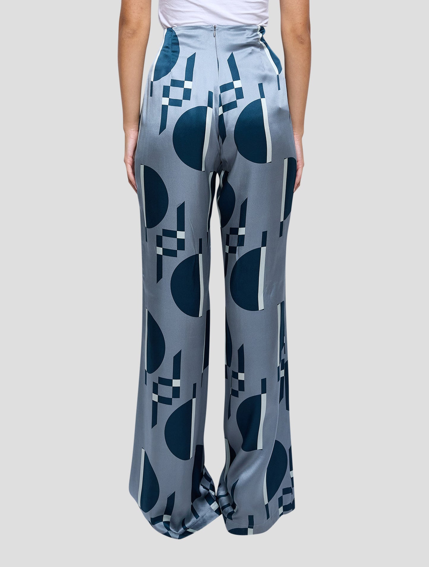 Kiton Gray Blue Silk Pants Women