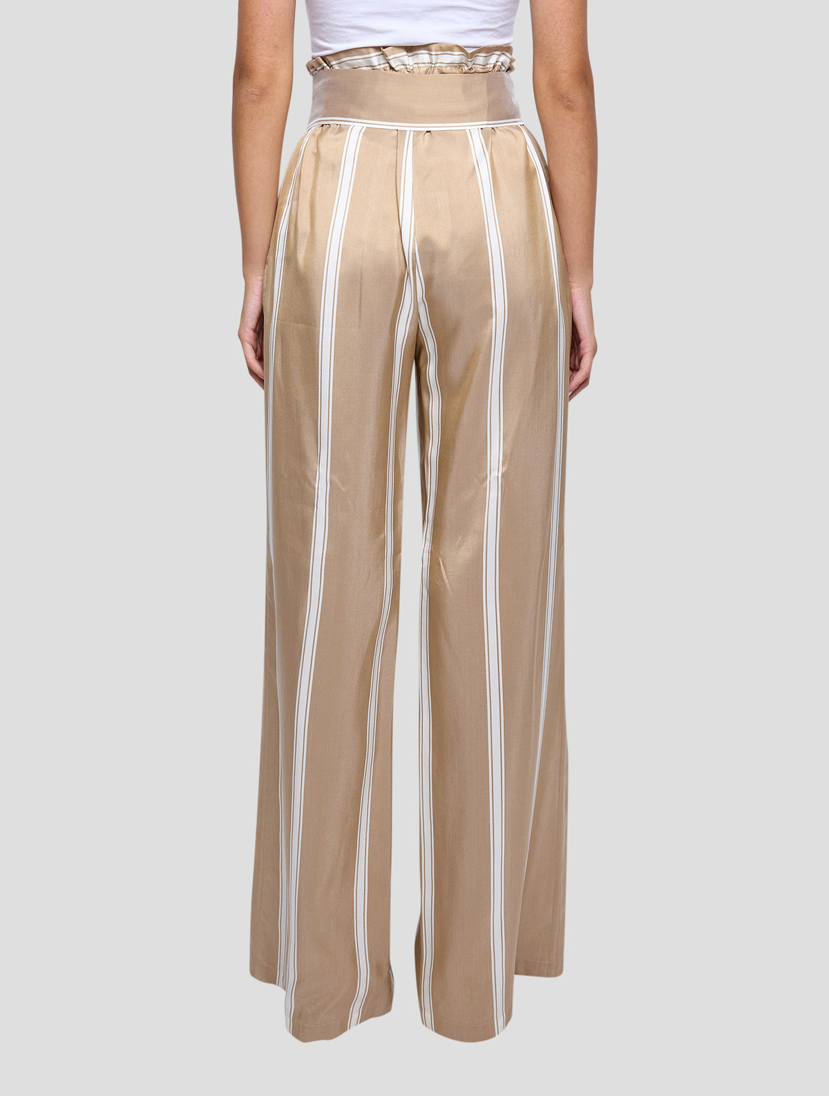 Kiton Brown White Silk Pants Women