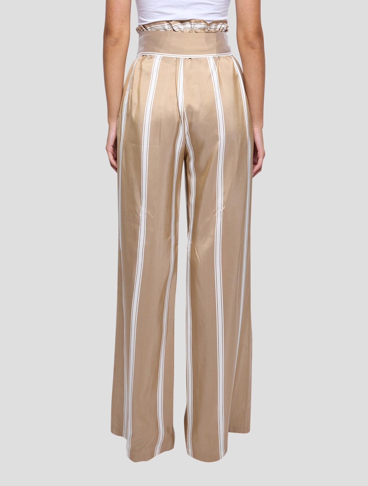 Kiton Brown White Silk Pants Women
