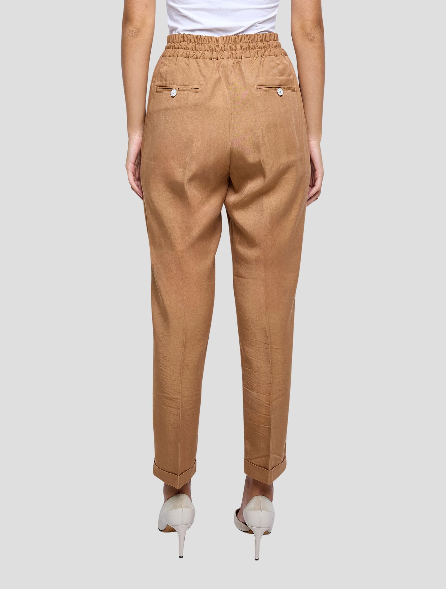 Kiton Brown Lyocell Viscose Silk Pants Women
