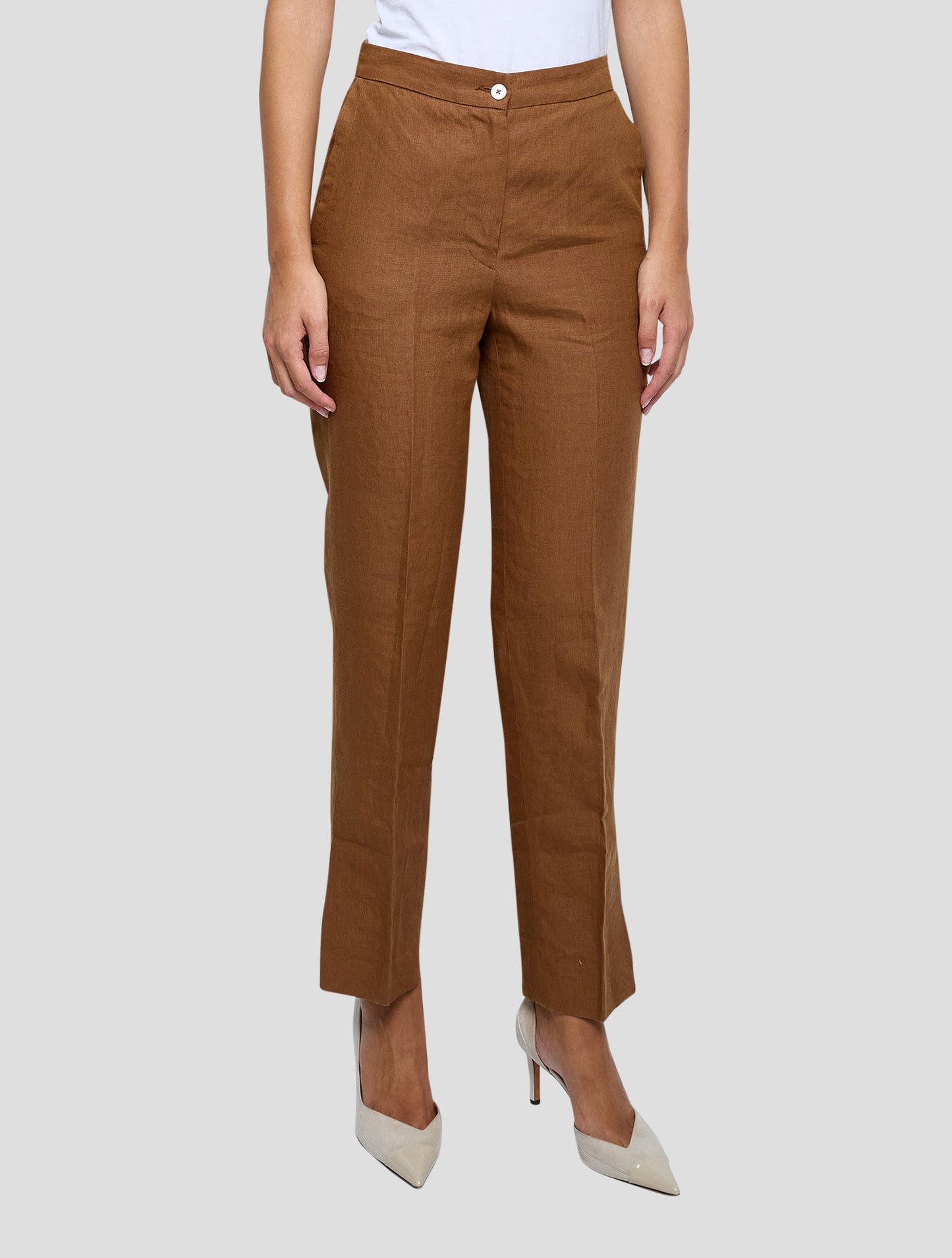 Kiton Brown Linen Pants Women
