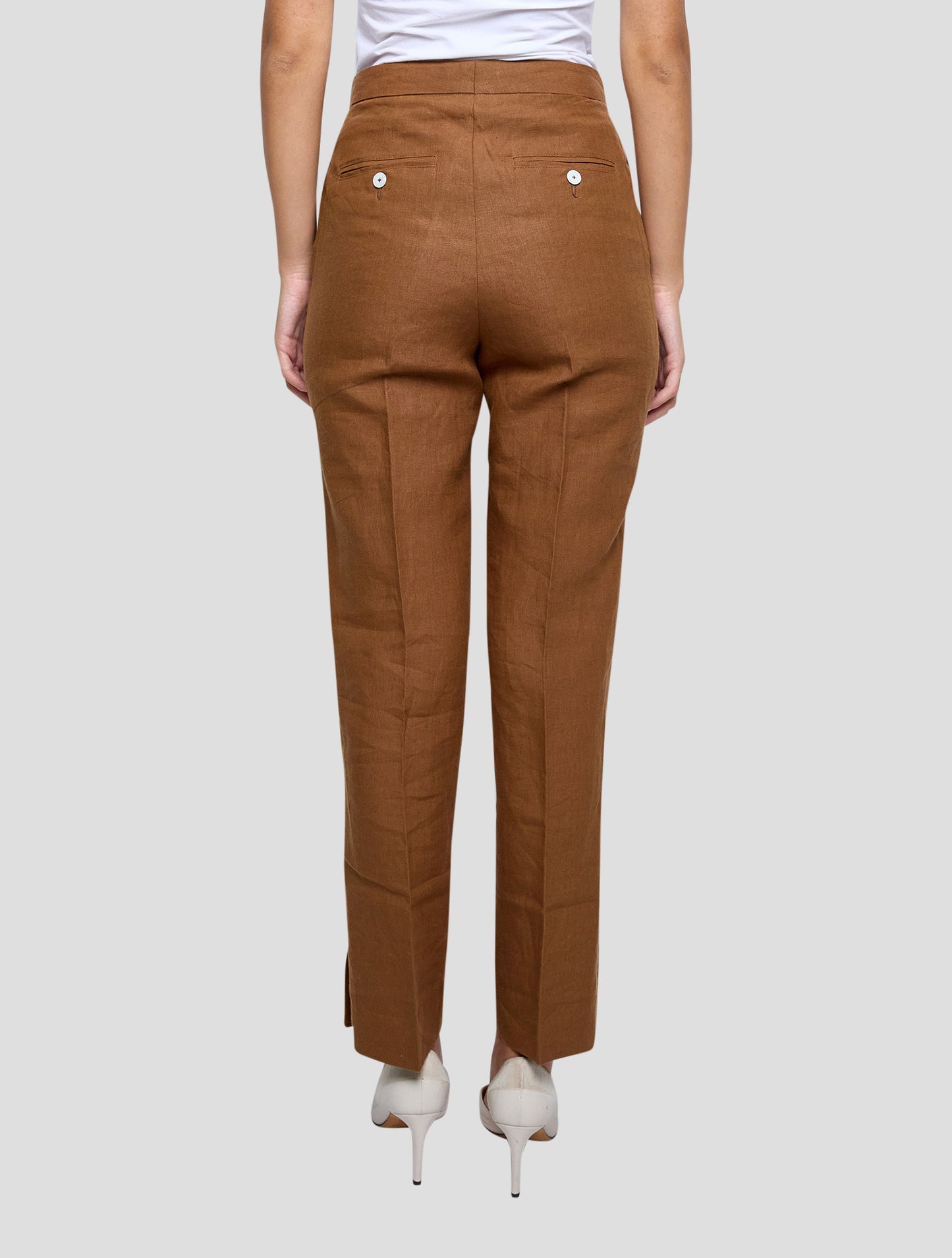 Kiton Brown Linen Pants Women