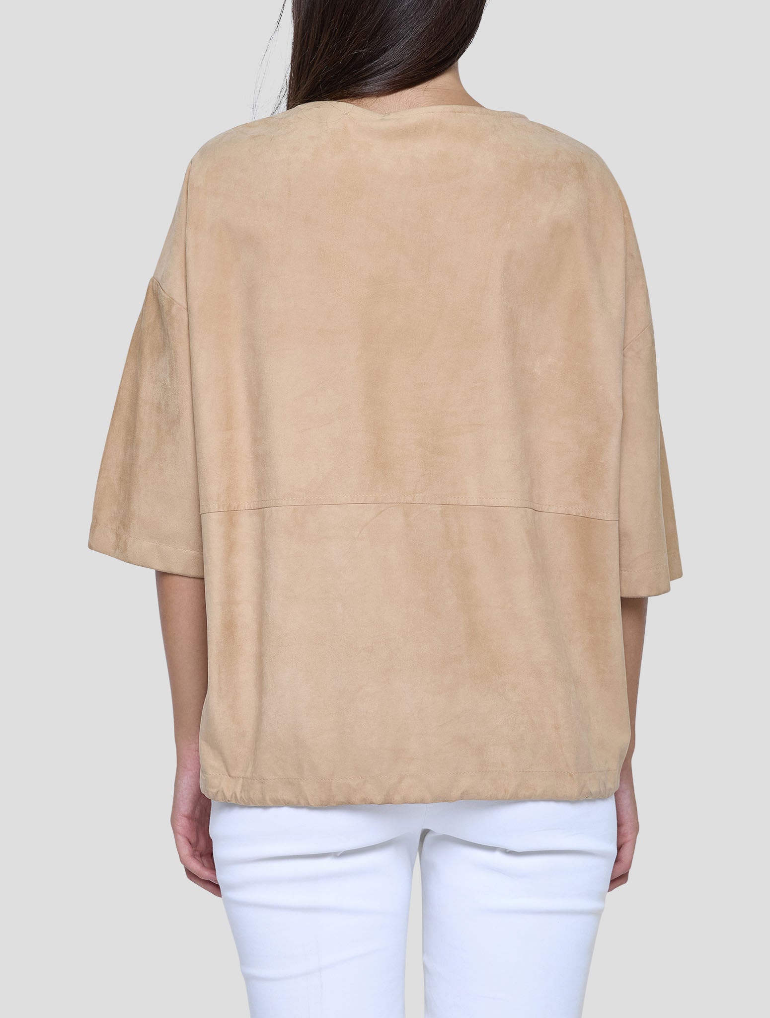 Kiton Beige Leather Suede Sweater Women