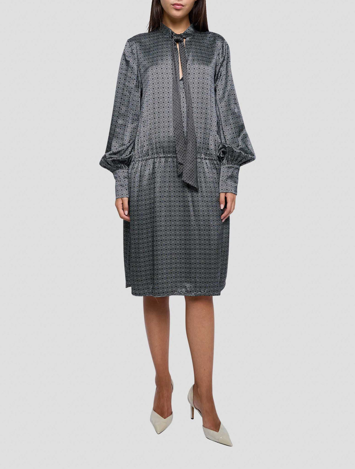 Kiton Black White Silk Dress Women