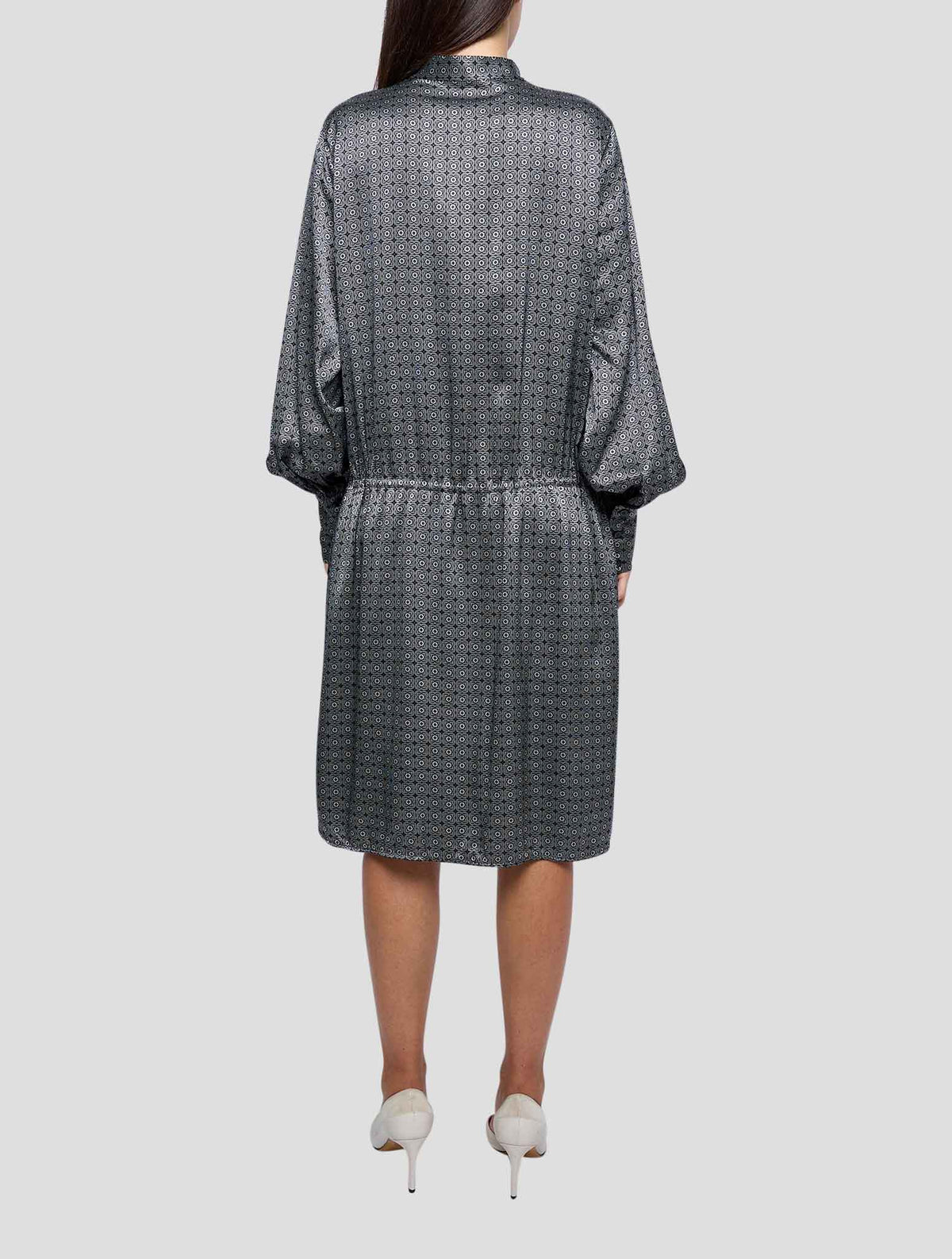 Kiton Black White Silk Dress Women