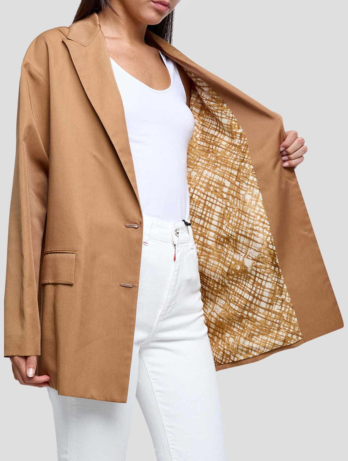 Kiton Brown Lyocell Viscose Silk Blazer Women