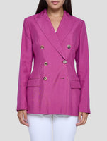 Kiton Fuchsia Lyocell Viscose Silk Blazer Women