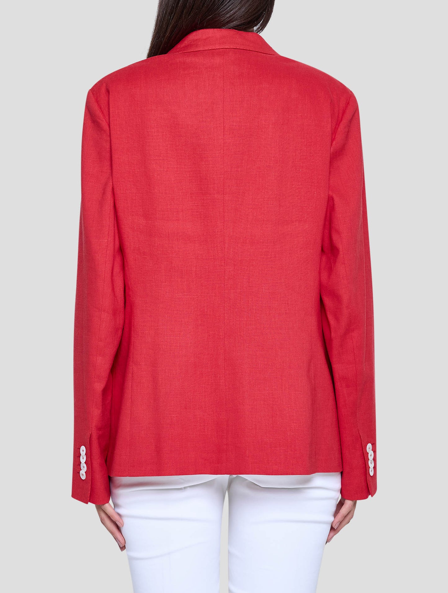 Kiton Red Linen Viscose Ea Blazer Women