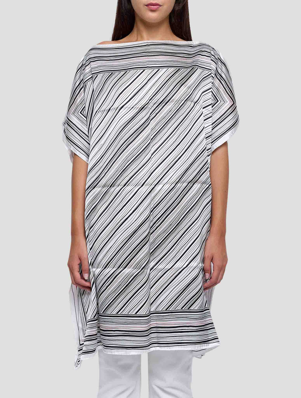 Kiton Red White Cotton Silk Blusa Women 90x90