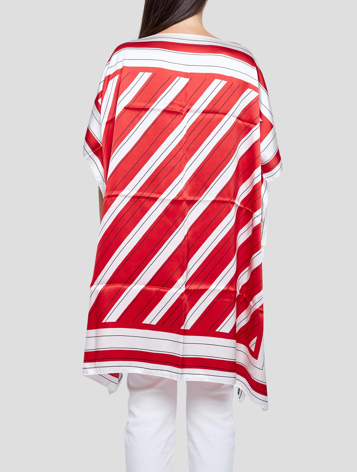 Kiton Red White Cotton Silk Blusa Women 90x90