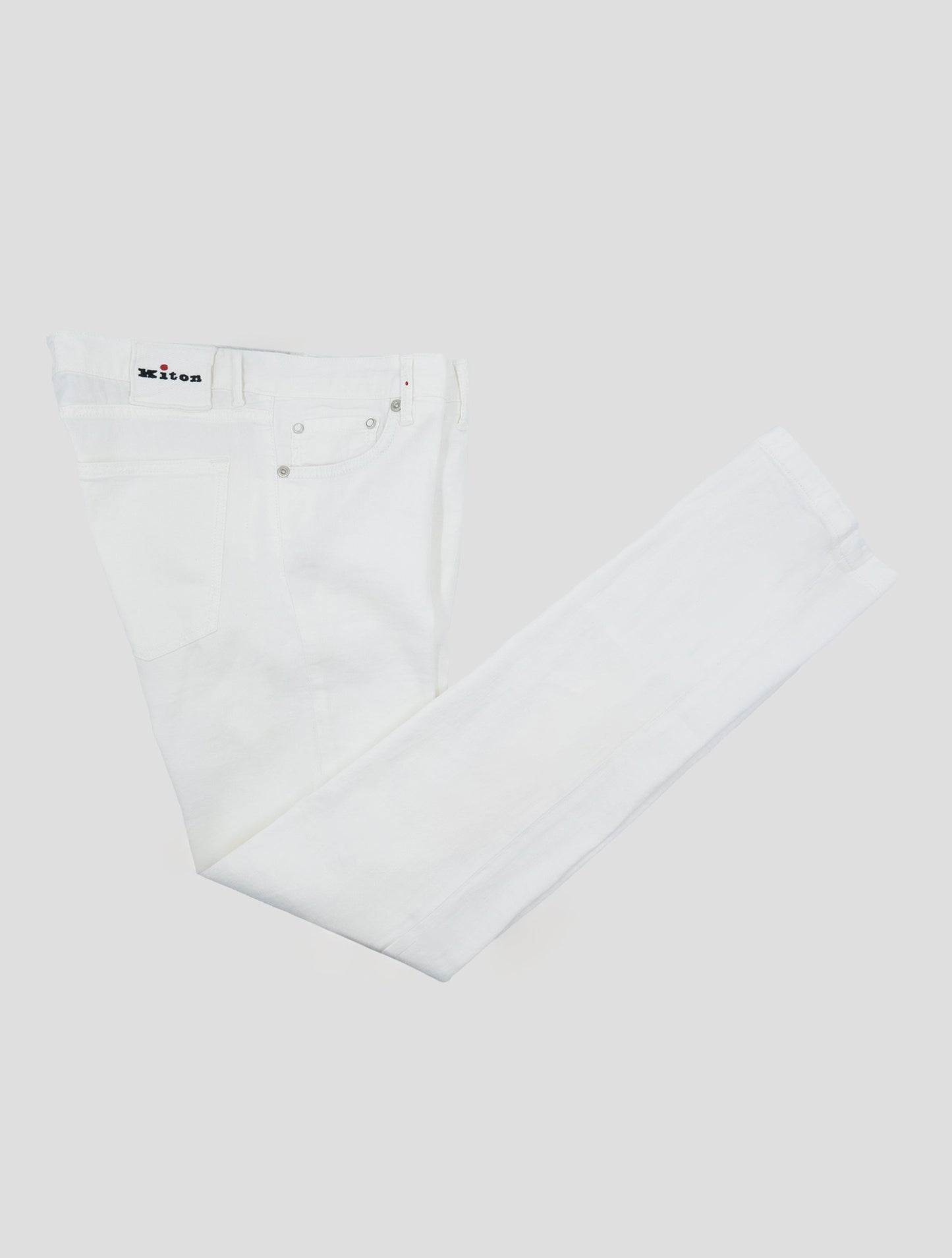 Kiton White Cotton Linen Ea Jeans