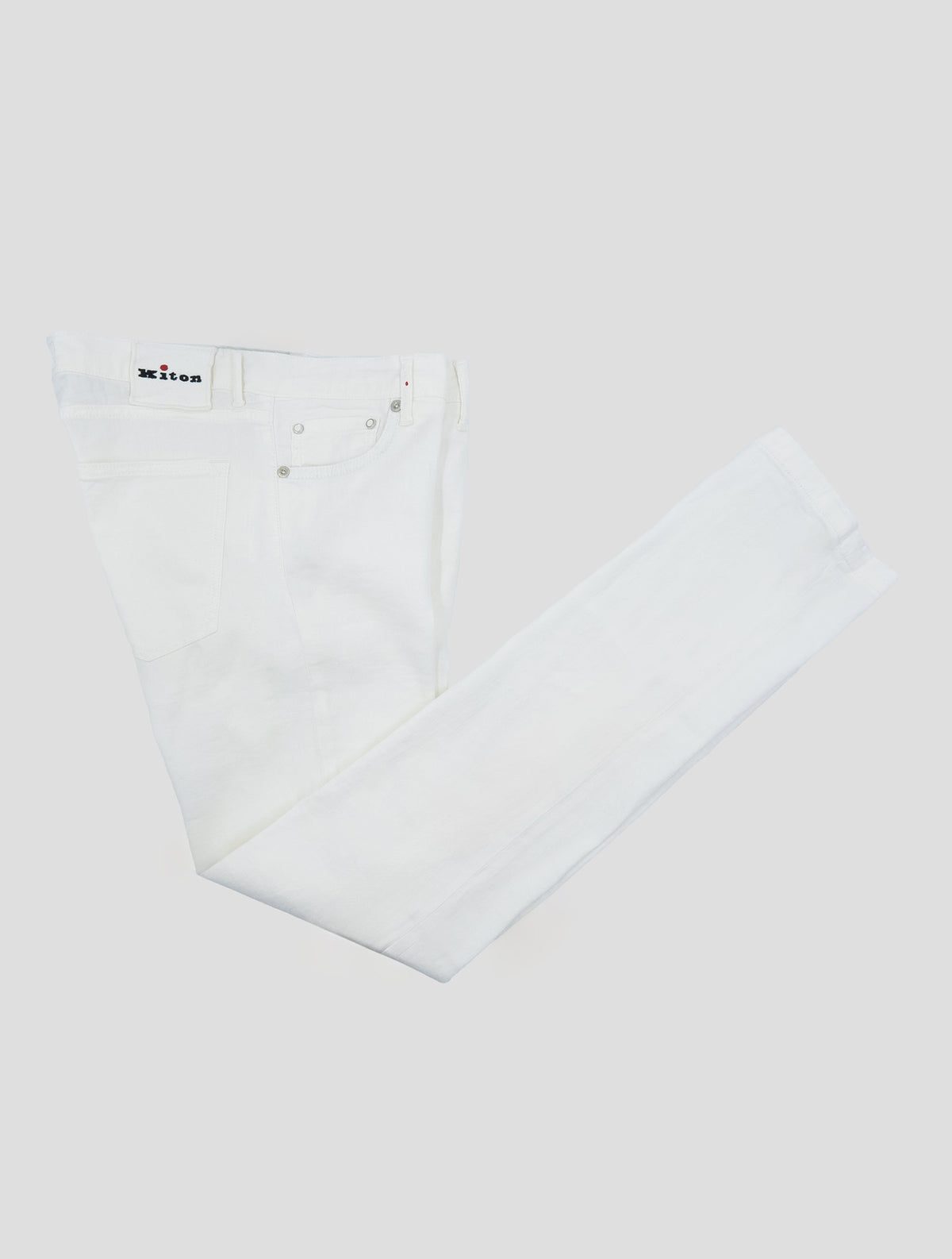Kiton White Cotton Linen Ea Jeans