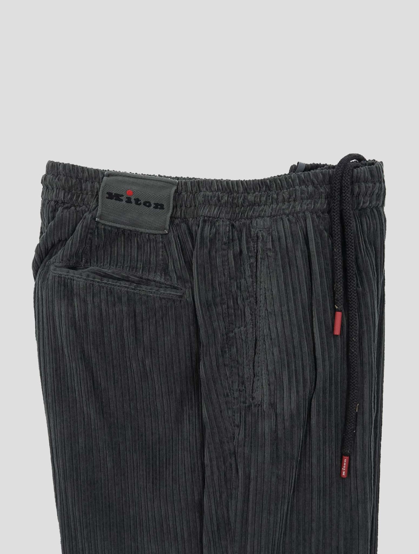 Kiton Dark Gray Cotton Velvet Pants